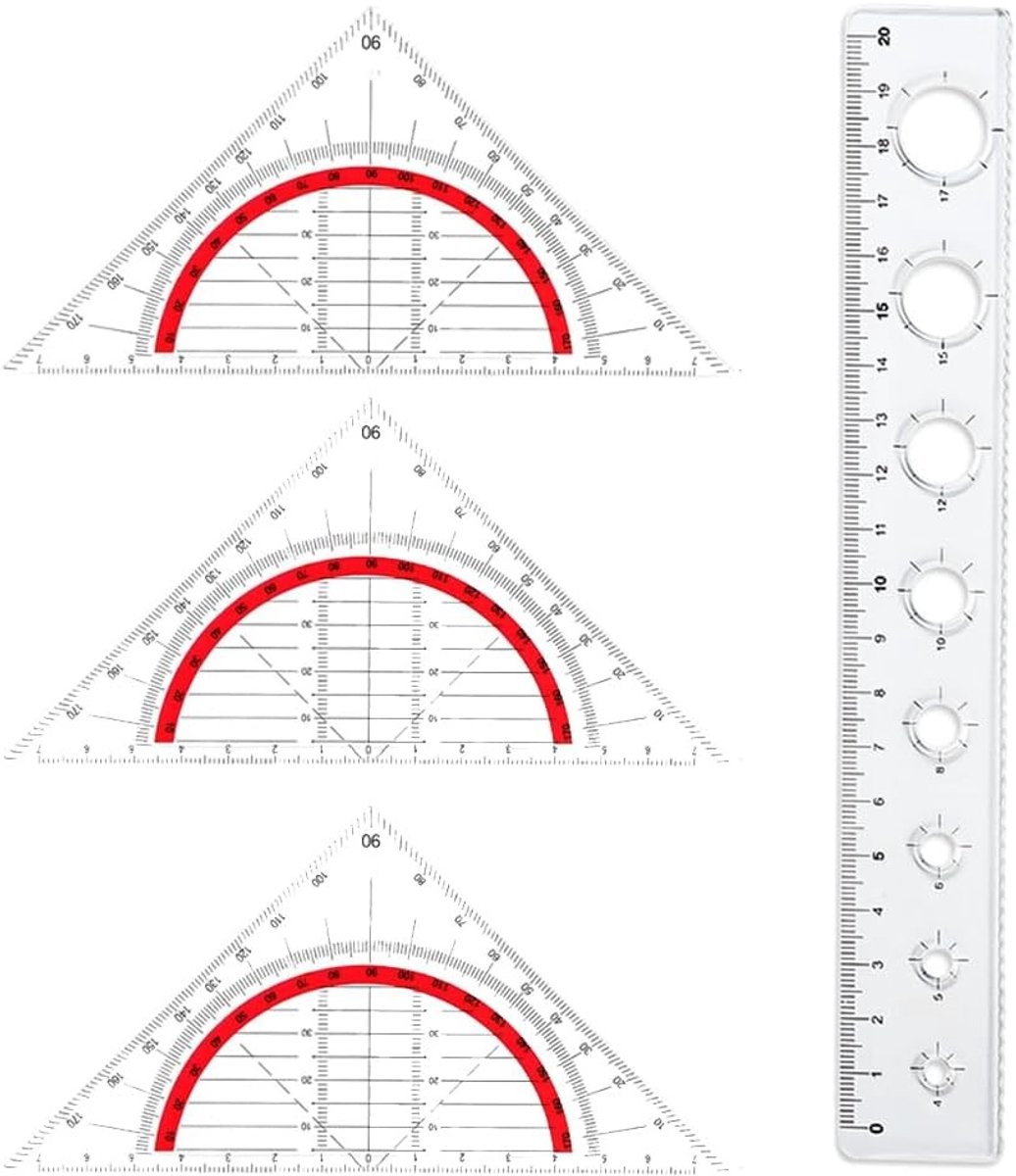 Geometrische Liniaal van 1 x 20 cm, Schokbestendig en Transparant voor School en Kantoorgebruik