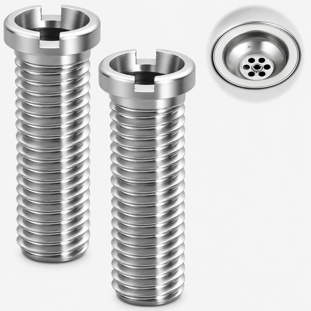 Set van 2 Roestvrijstalen Wastafelzeven met Schroef, M12 x 35 mm voor Afvoerplug en Gootsteenaccessoires