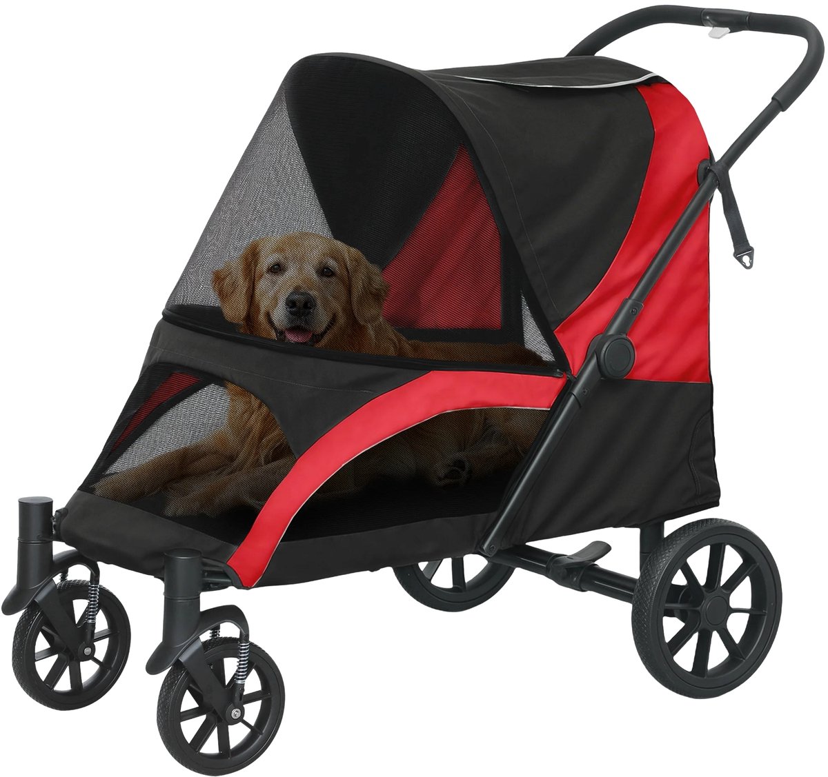 Hondenbuggy – Opvouwbare Wandelwagen voor Grote Honden & Katten tot 30 kg – Zwart