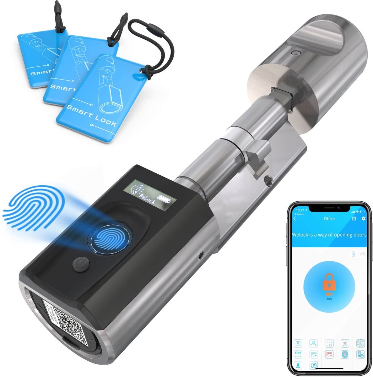 SnelShoppen - Vingerafdruk Deuropener Elektronisch Slot met RFID, Bluetooth, WiFi, Biometrisch, IP65, Veilig en Handig voor Thuis, Kantoor, Tuin