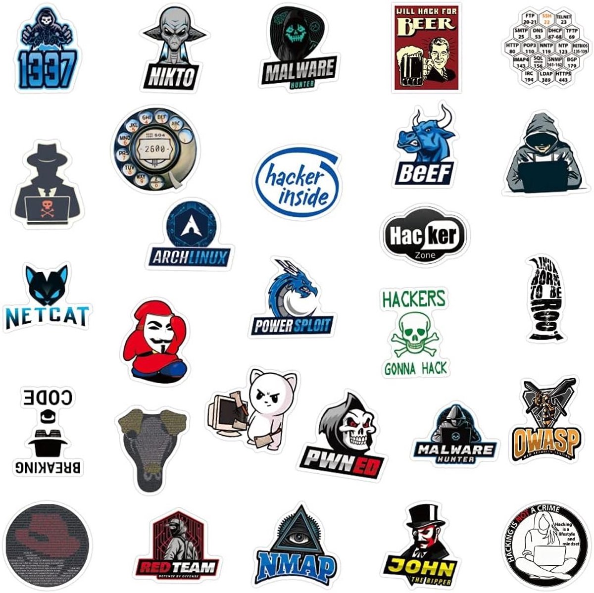 50 Vinyl Stickers voor Laptop, Auto, Bagage, Skateboard en Motorfiets - Perfect voor Tieners en Volwassenen