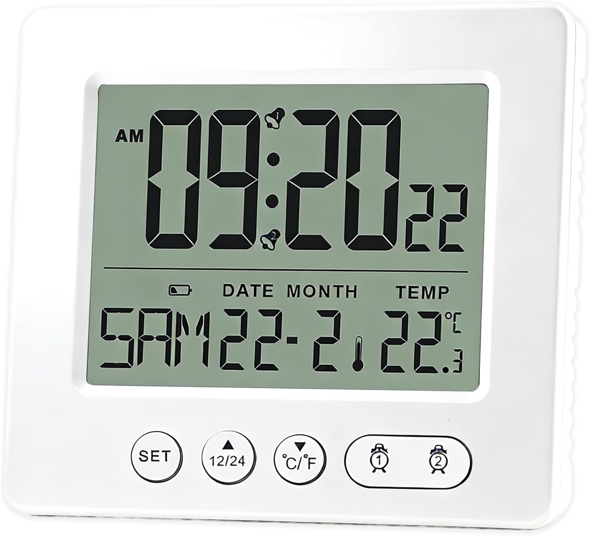 Digitale wekker met groot LCD touchscreen - automatische tijdsynchronisatie - temperatuurweergave - SnelShoppen