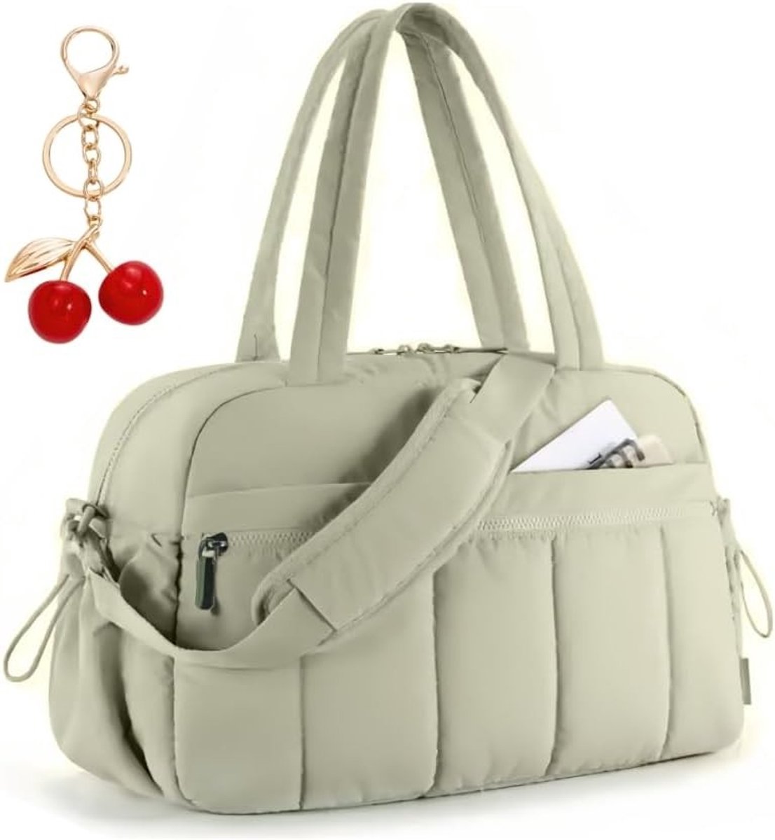 Grote Sporttas voor Dames, Waterdichte Weekendtas voor Fitness, Zwemmen en Reizen met Cherry Hanger