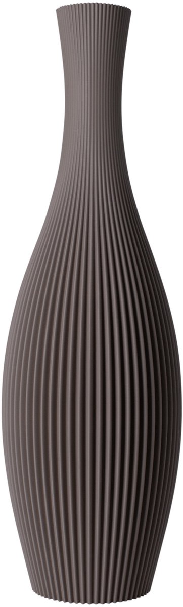 Slimprint Vaas STELLA, Walnoot Taupe, D18,8 x H60 cm, Moderne Vaas met Gestreept Motief voor Pampas Pluimen en Decoratie Takken, Gerecycled Biokunststof