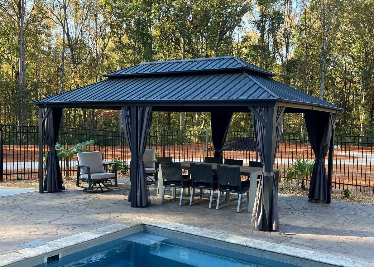 Purple Leaf Essential hardtop pavillon 6 x 3,65 m éclairage LED - gris