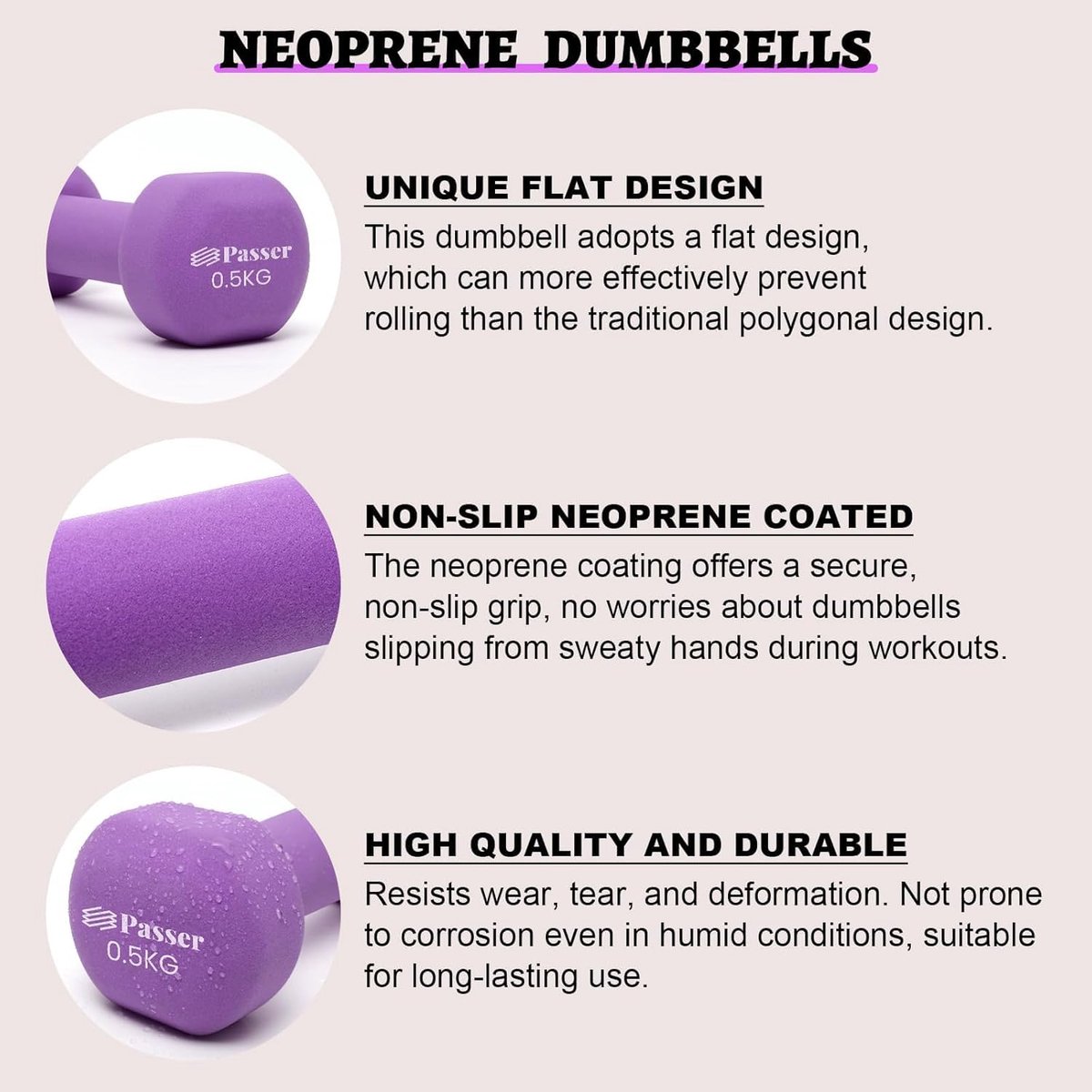 SnelShoppen - Neoprene Dumbbell Set voor Vrouwen en Kinderen, 2x Dumbbells van 1kg tot 8kg, Ideaal voor Gym, Yoga, Pilates en Krachttraining, Zachte N