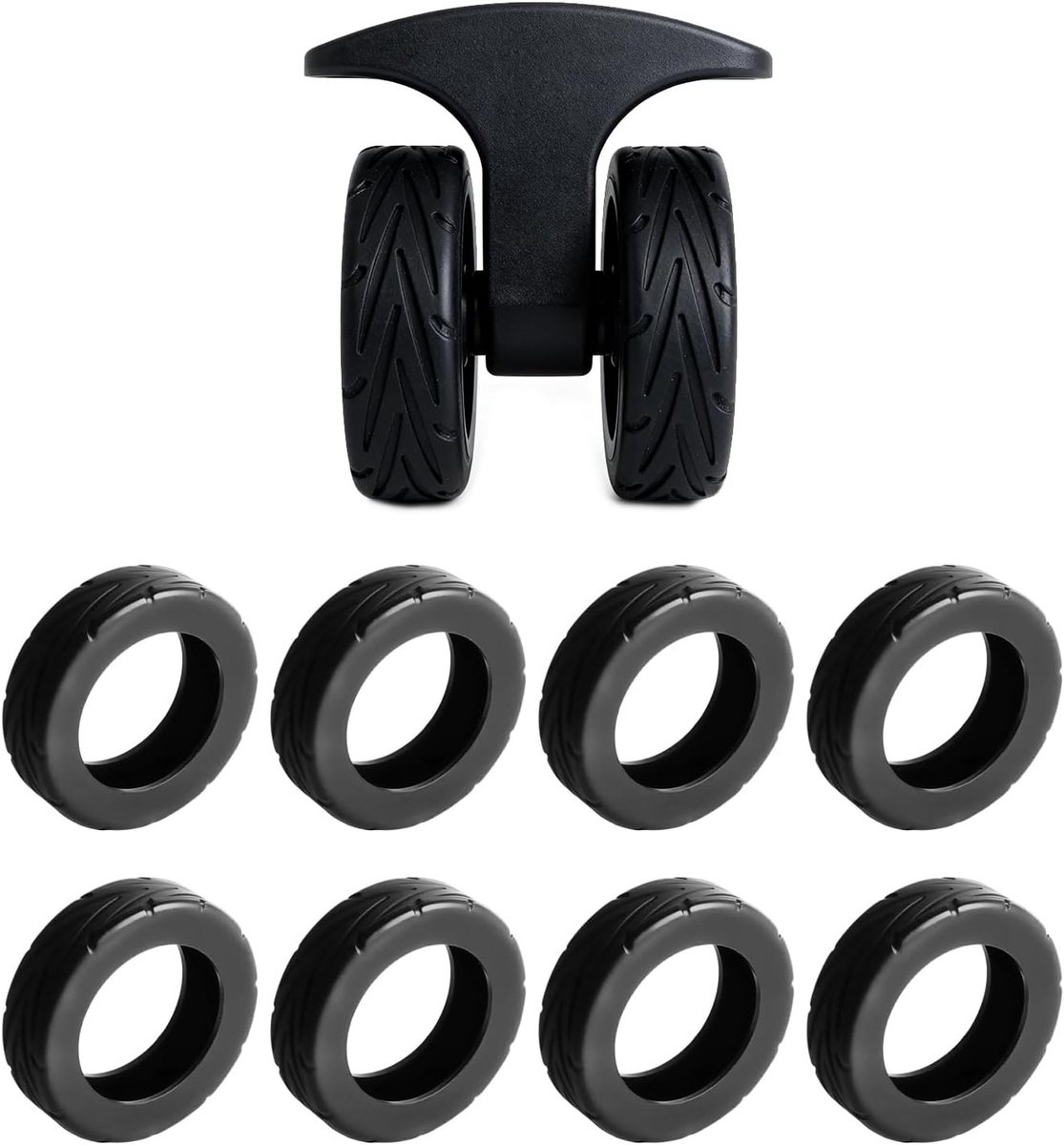Set van 8 Stuks Beschermhoezen voor Koffers, Antislip Silicone Covers voor Reisbagage, Stof- en Krasscherm voor Wielen van 2-2.4 Inch