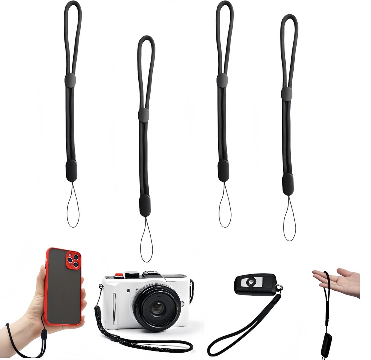 Verstelbare Polsband voor Mobiele Telefoon en Camera - 25cm Paracord, Duurzaam en Comfortabel voor Smartphone, MP3 Spelers en USB Sticks