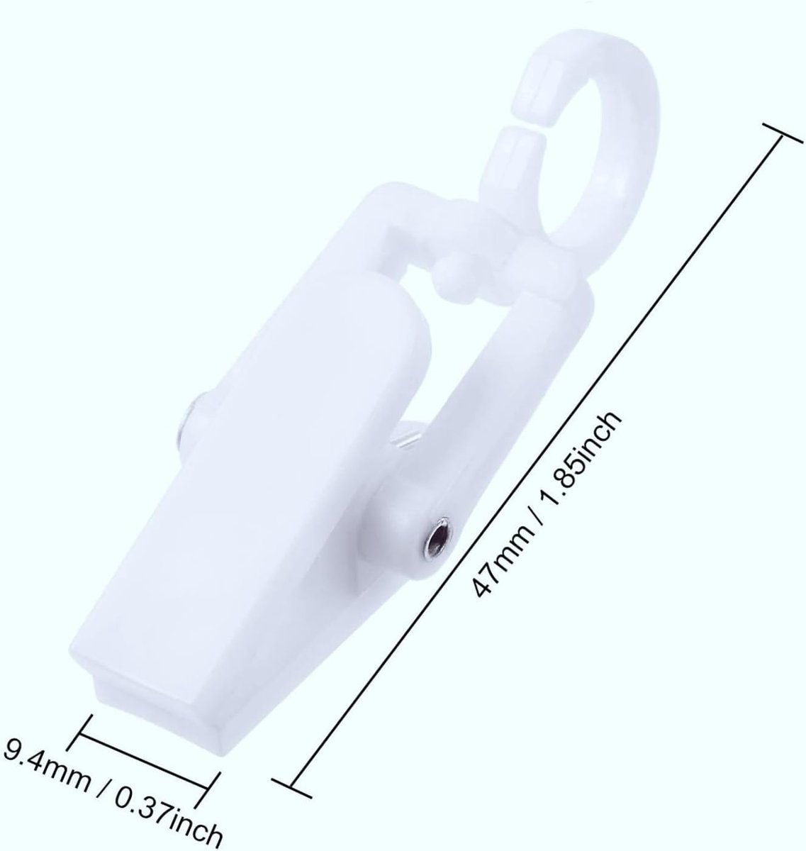 SnelShoppen - Set van 36 Witte Gordijnrollers - Duurzame Plastic Gordijnhouders met RVS Veer - Voor Buiten, Camping, Feestdecoratie, Tuin en Kerst
