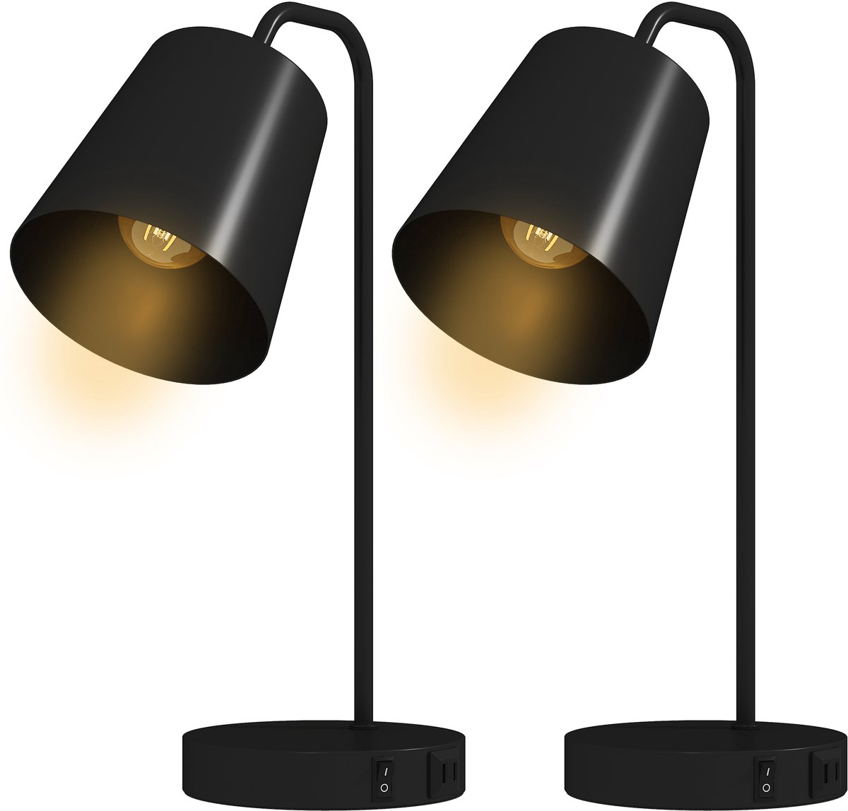 HOMCOM Table Lamp-Stahl-28L x 15B x 41H cm-Schwarz