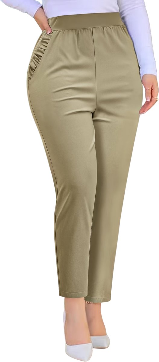 Currero Pantalon Dames Chino Golfbroek Nette Broek Met Elastische Tailleband Volwassenen Creme