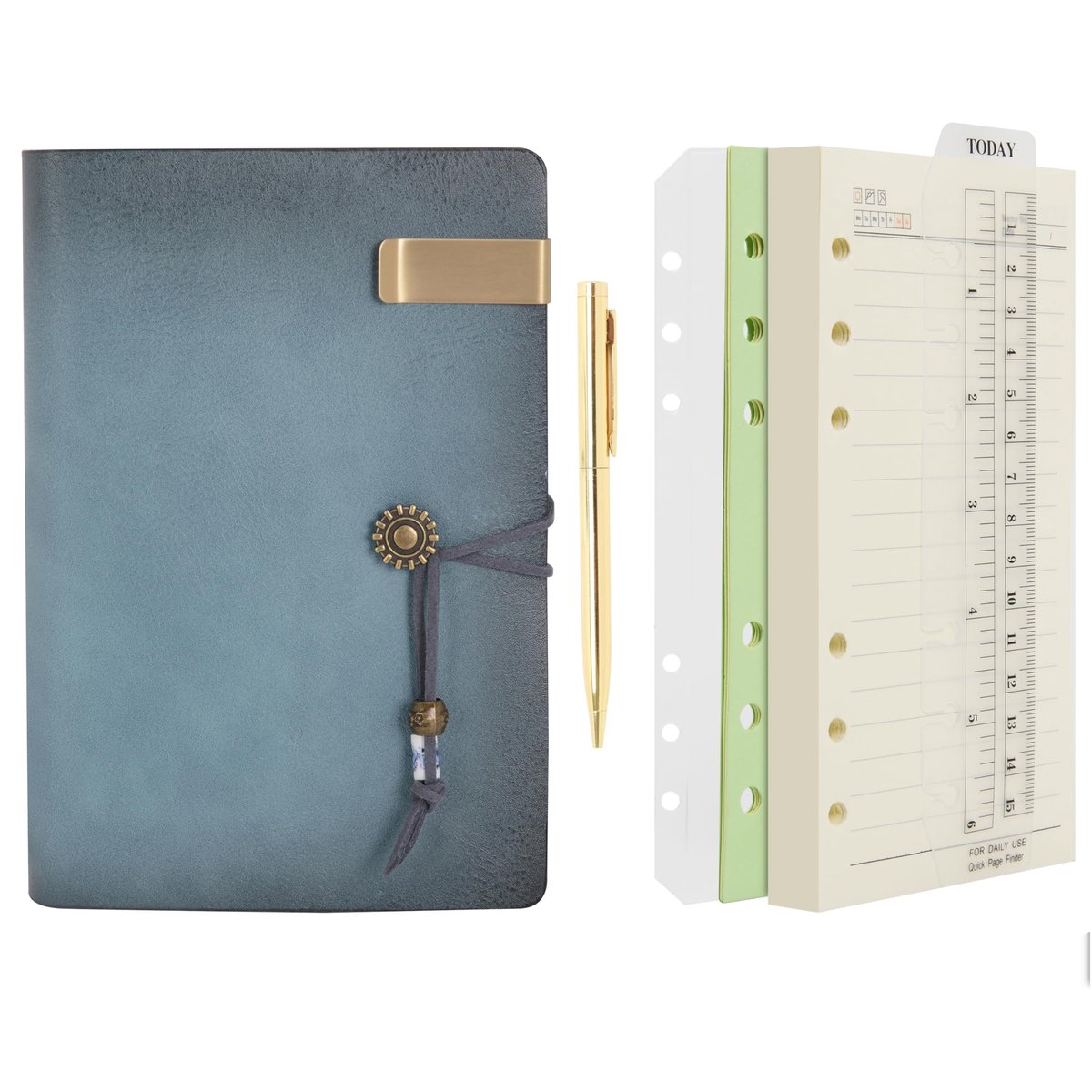 SnelShoppen - Leren Dagboek A6 - Navulbare Notitieboek Ringband - Vintage Omslag - Spiraal Notitieblokken - Kantoor Organizer - Schrijfpapier - Ideaal