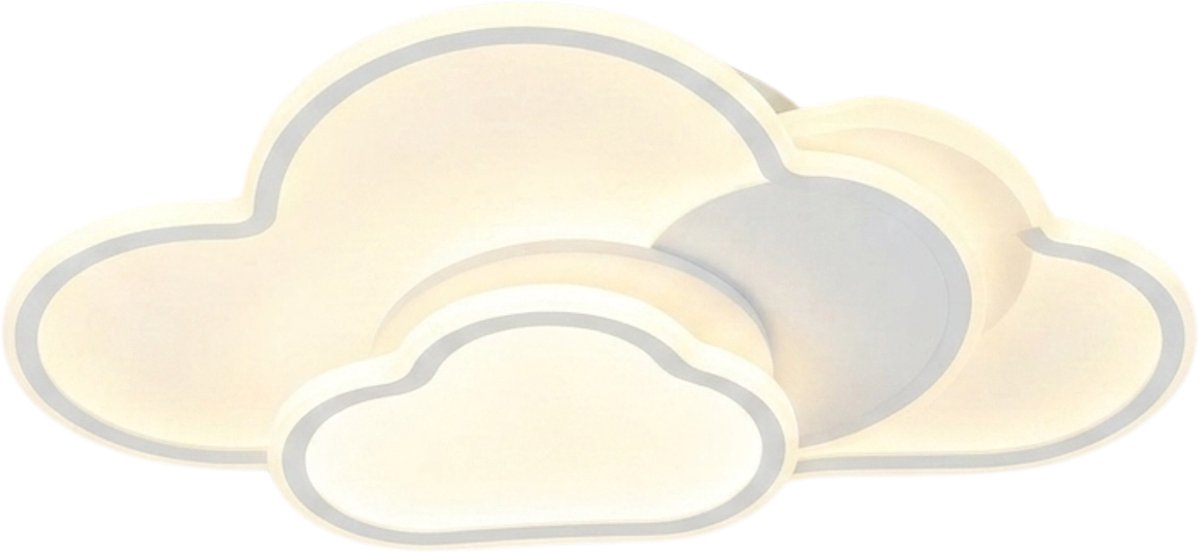 Stervia Led Plafondlamp In Wolkenvorm - 3 Lichtkleuren En Helderheidsstanden - Wit - 52 x 31 x 6cm