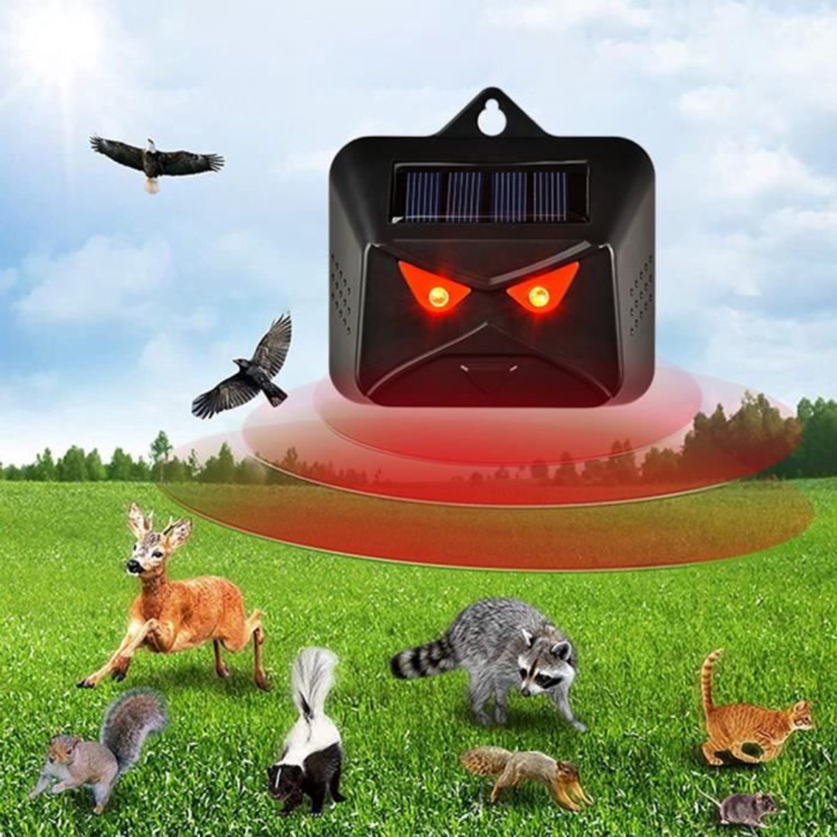 Set van 2 stuks — Insectenwerend middel, huisdierafweermiddel met meerdere siliconen, zonnepaneel, huisdierafweermiddel Geschikt voor buiten