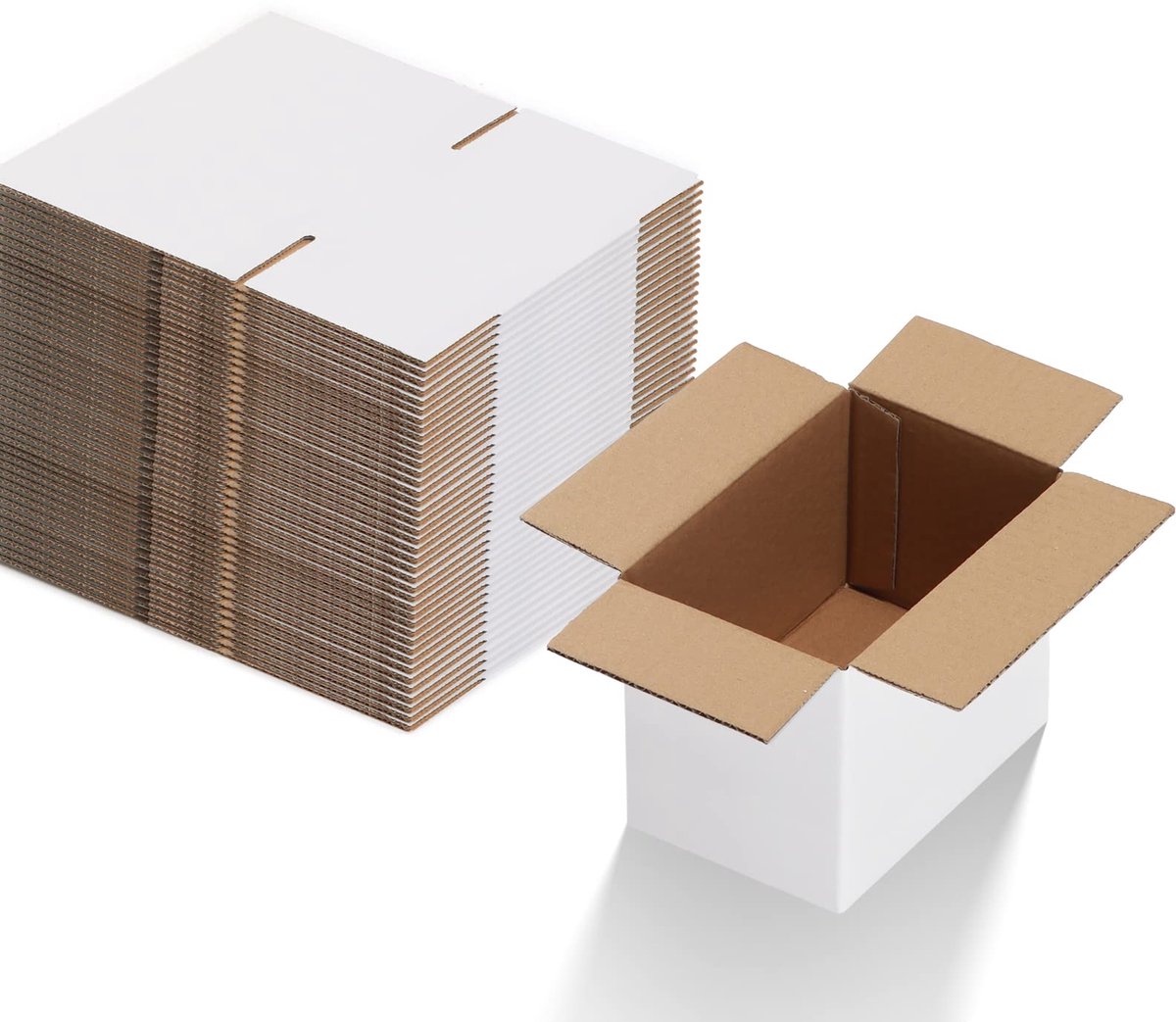Kartonnen Dozen - Verzenddozen Postdozen - Opslag Verpakking - Stevig Golfkarton - 40 Stuks 6x4x4 inch - Wit