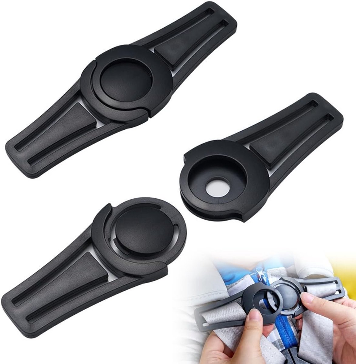 2 Stuks Borstclip voor Kinderwagen, Universele Veiligheidsgordel Sluiting, Vervangingsaccessoire voor Kinderwagens en Hoge Stoelen, Zwart en Duurzaam