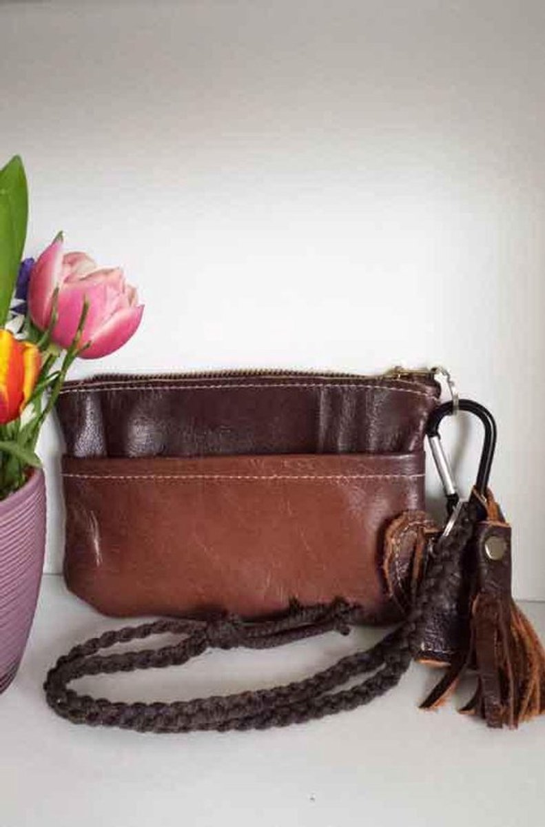 Toetie & Zo Handgemaakte leren Tas Keycord Bruin