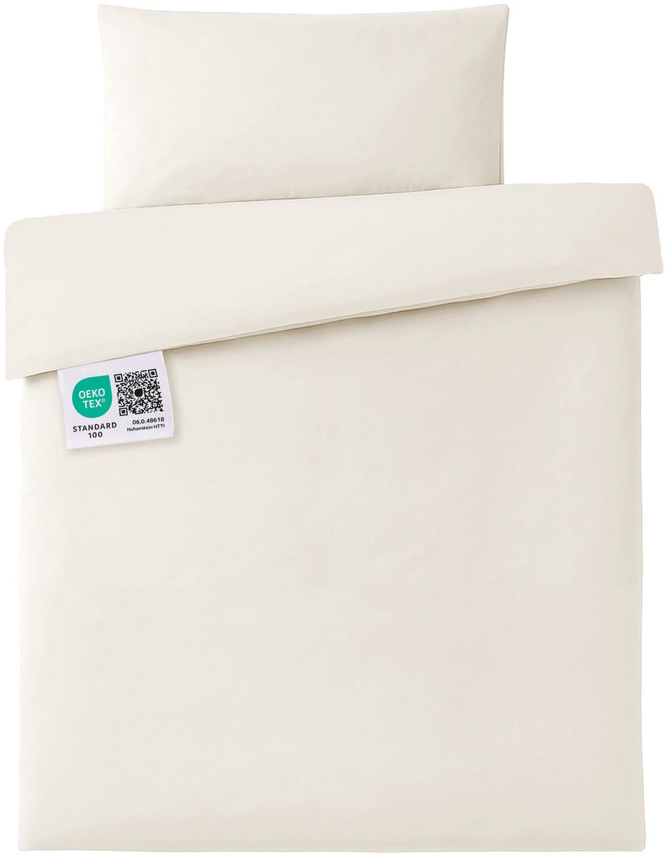 SnelShoppen - Baby Bedlinnen Set 100 x 135 cm met Kussenhoes 40 x 60 cm - 100% Katoen Ademend en Gemakkelijk Onderhoud - Beige Oeko-Tex Gecertificeerd