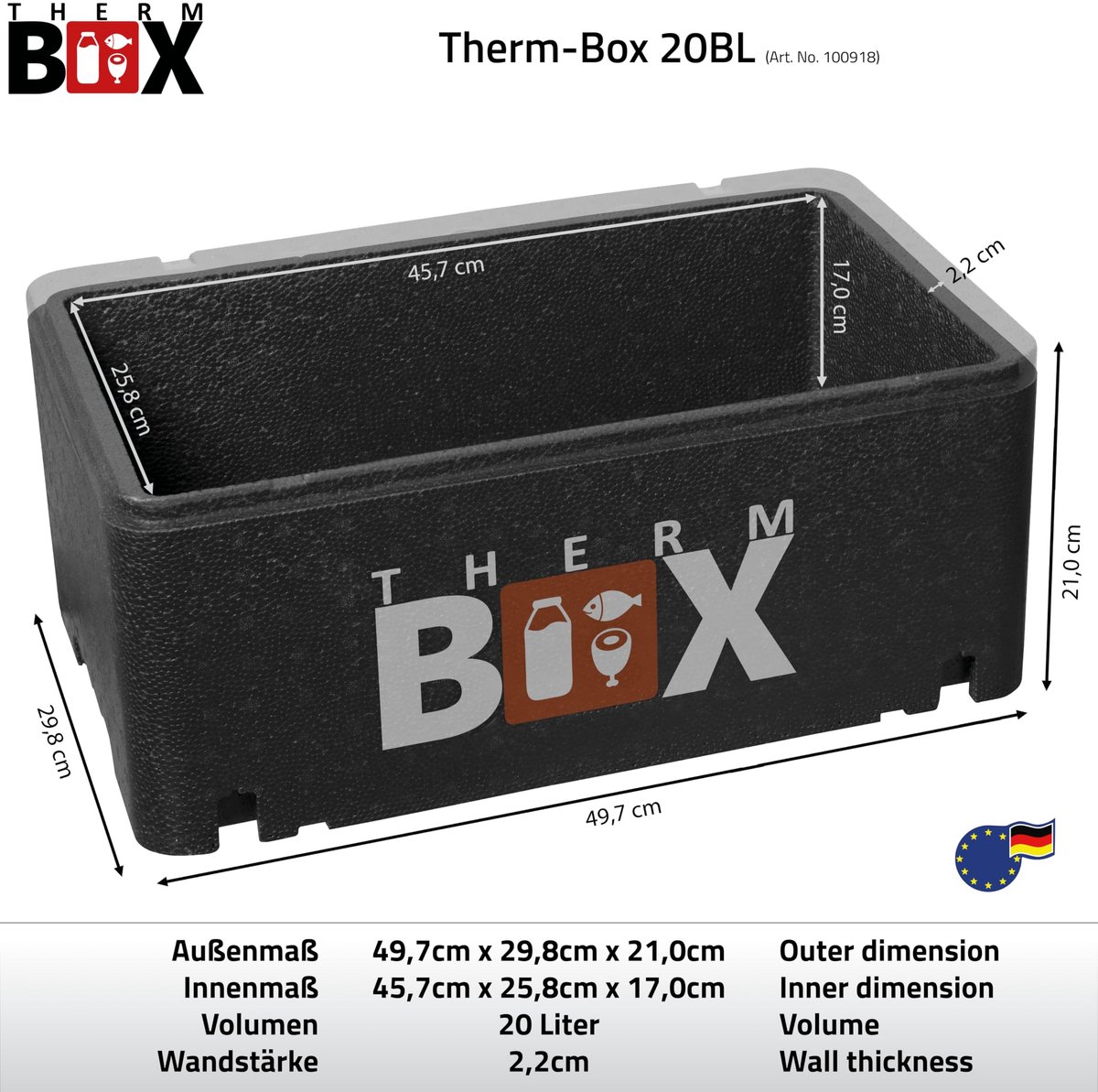 SnelShoppen - Thermobox 20 Liter - Herbruikbare Styrofoam Thermobox - Medium Keep Warm Box - Ideaal voor Feest, Camping, Tuin en Keuken - Binnenmaat 4