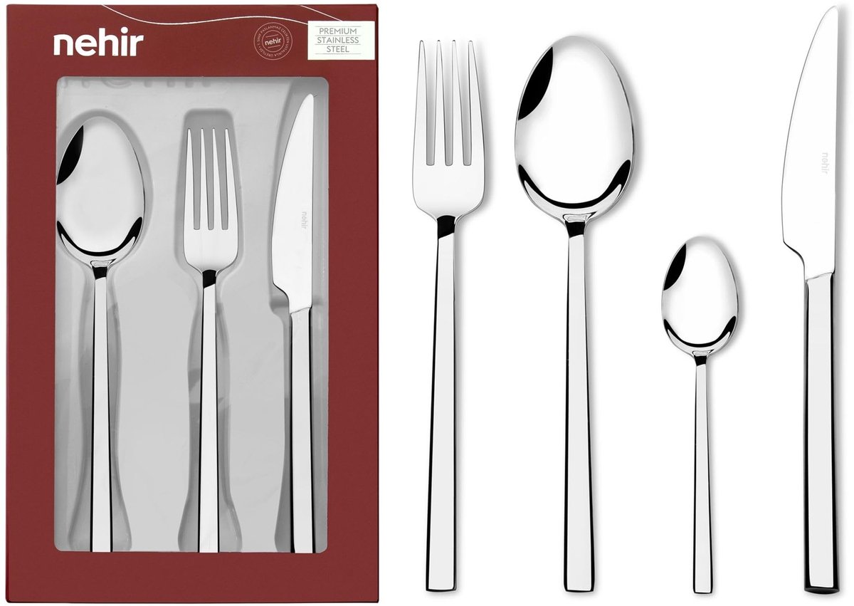 SnelShoppen - 16-delige roestvrijstalen bestekset voor 4 personen, hoogwaardig design, roestbestendig en duurzaam, perfect voor dagelijks gebruik of s