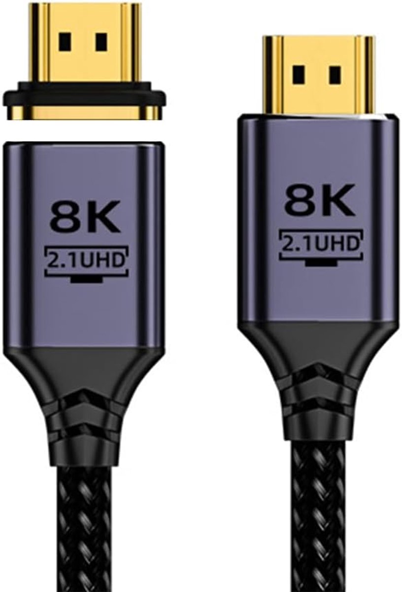 SnelShoppen - 8K HDMI 2.1 Mannelijke Videokabel 200CM - Magnetische Connector Type-A - Hoogwaardige Beeldkwaliteit voor Laptop, HDTV, Gaming
