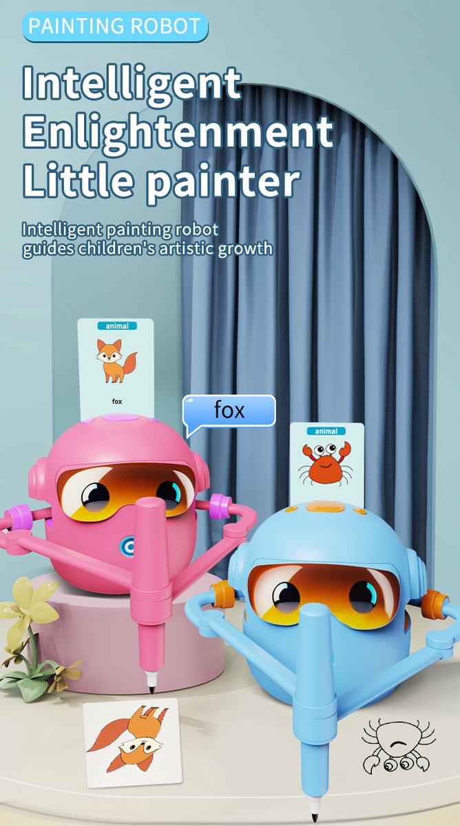 Joyage Teken robot voor kinderen - Tekenrobot Roze - Leren Tekenen voor kinderen Montessori Speelgoed - Educatief Speelgoed meisjes 3 4 5 6 7 8 jaar - Stap voor stap tekenen kinderen - Robot Speelgoed Motoriek Speelgoed - Jongens & meisjes speelgoed — afbeelding 5