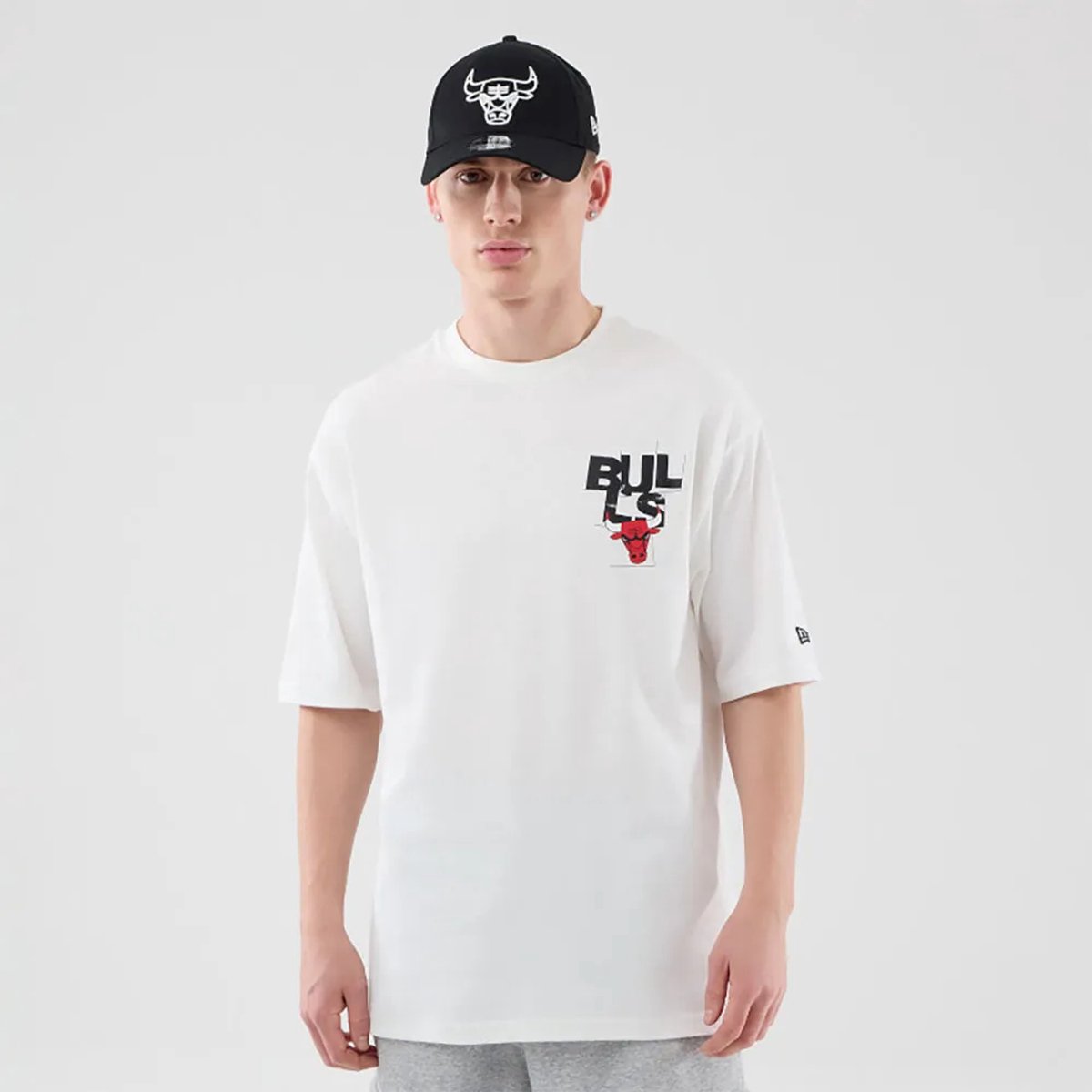 New Era Nba Player Graphic Oversize Chicago Bulls T-shirt Met Korte Mouwen S Man Wit