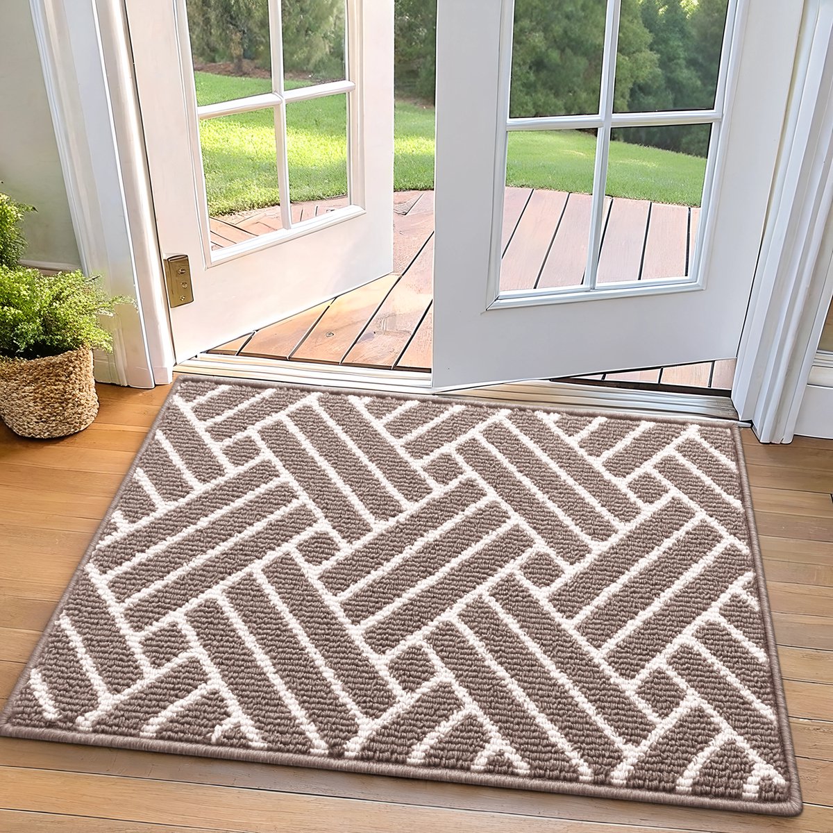 Homaxy - Deurmat - Binnenmat - Makkelijk schoon te maken en vuilafstotend - Opname van water en antislip -Bruin - 51x82cm