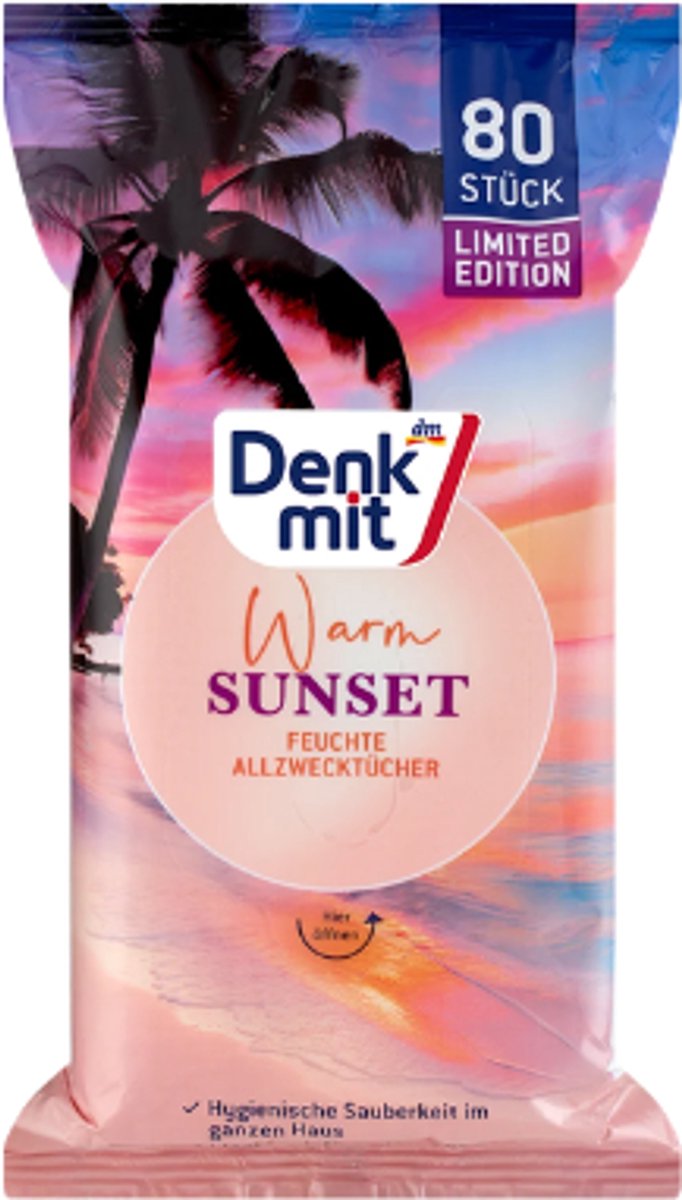 Denkmit Universele Reinigingsdoekjes - Warm Sunset | 1 pak - 80 doekjes - Zomerse geur | Allesreiniger - Vochtige Doekjes - Limited Edition 2026