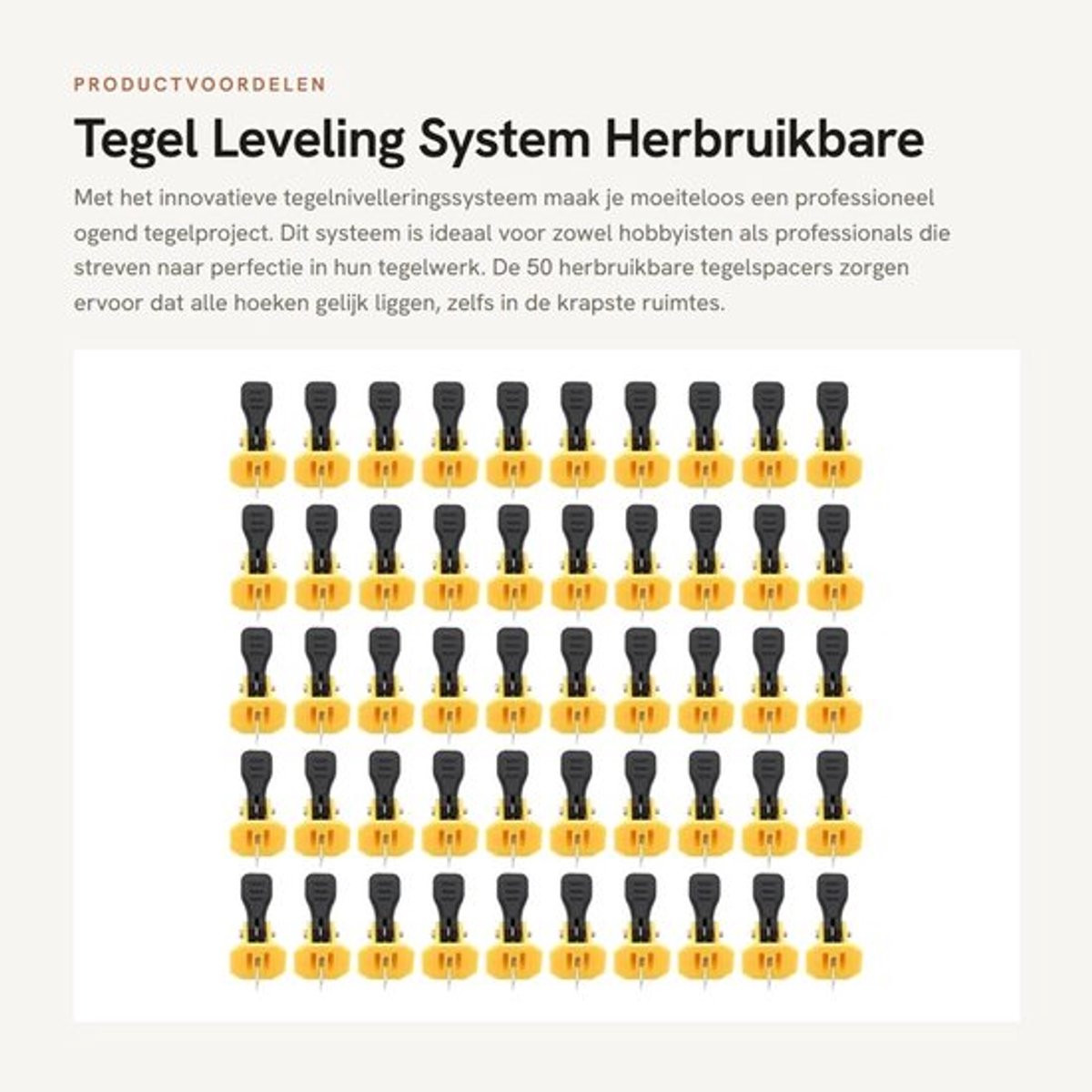 Tegel Leveling Tools 50 Stuks - Herbruikbare Tegel Nivelleringssysteem - Vloertegel Spacers - PP Materiaal - 1,5mm Naadgrootte - Tegelspacers