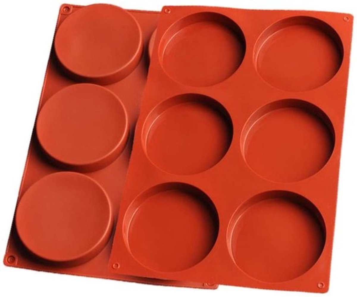 Siliconen Cake Mallen - 6-Holte Ronde Disc - Non-Stick Bakvormen - 22,5 cm - Voor Mousse en Chocolade - Geschikt voor Verjaardagen