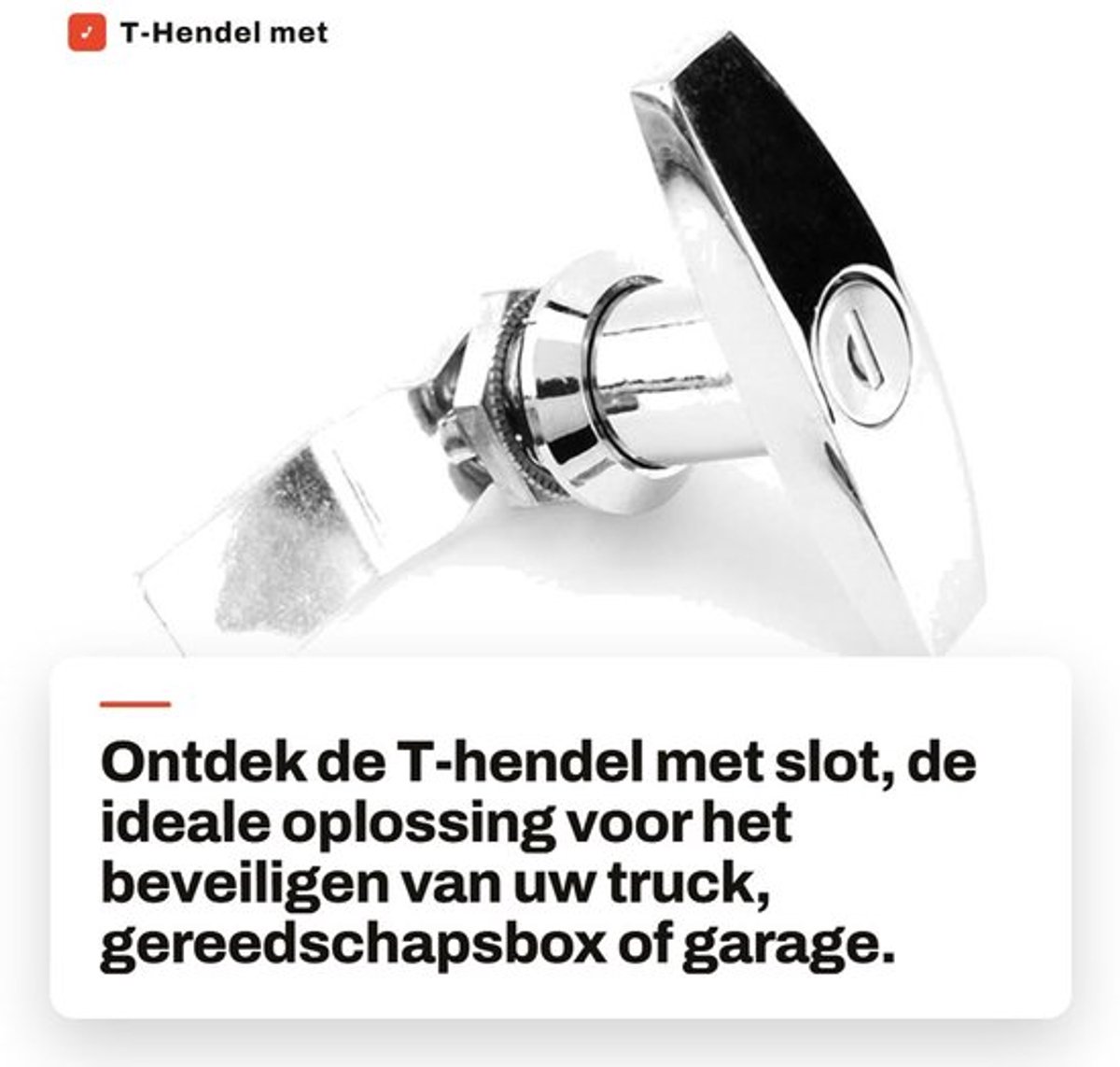 T-greep met slotvergrendeling - Achterbevestiging - T-vorm - Geschikt voor aanhangwagen - Zinklegering - Inclusief 2 sleutels - Vergrendeling