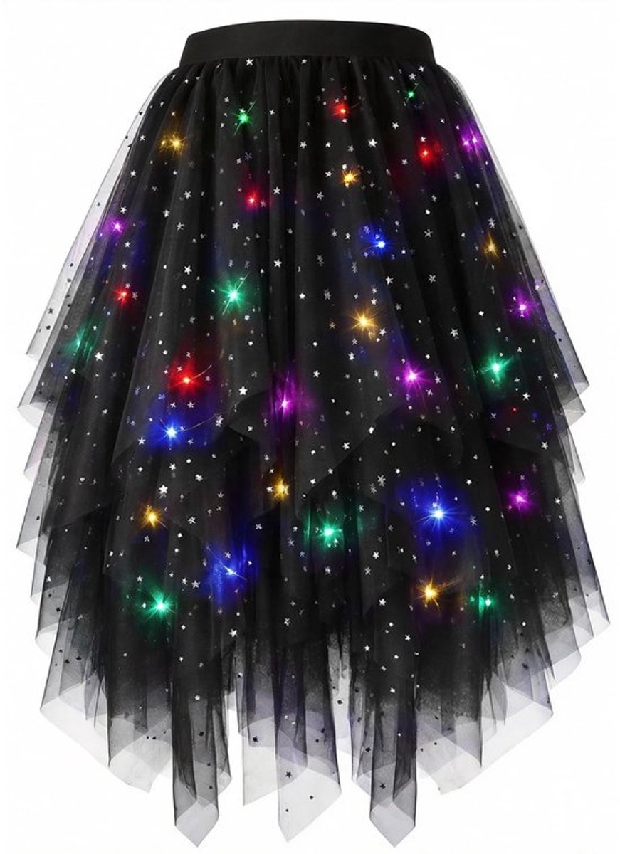 Lange Tutu-Rok voor Dames met Ledlicht en Pailletten