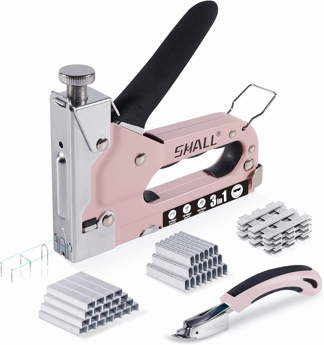 SnelShoppen - 3-in-1 Stapler Set - Krachtige Houten Nietmachine met 3000 Nietjes - Verstelbare Afstand - TÜV GS Goedgekeurd - Perfect voor Houtbewerki