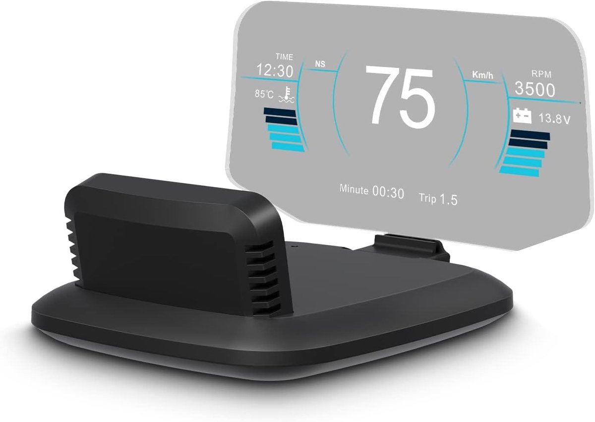 SnelShoppen - AMROOLOO Dual Systeem Auto Head-Up Display, GPS-Snelheidsmeter, OBD Dashboard, Meerdere Functies, Geschikt voor Alle Auto's
