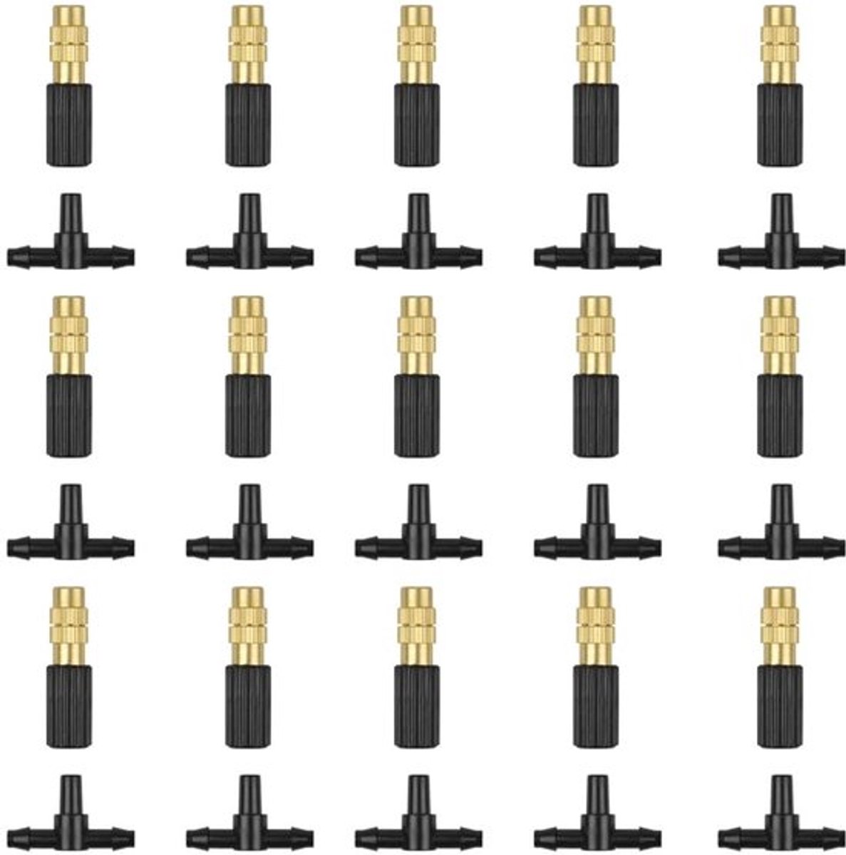 Verstuiver 15 Stuks - Verstelbare Messing Sproeikoppen - Tuinirrigatie - Spray/Verstuiver - Fijne Nevel/Concentratie - Zwart/Goud - Sproeier