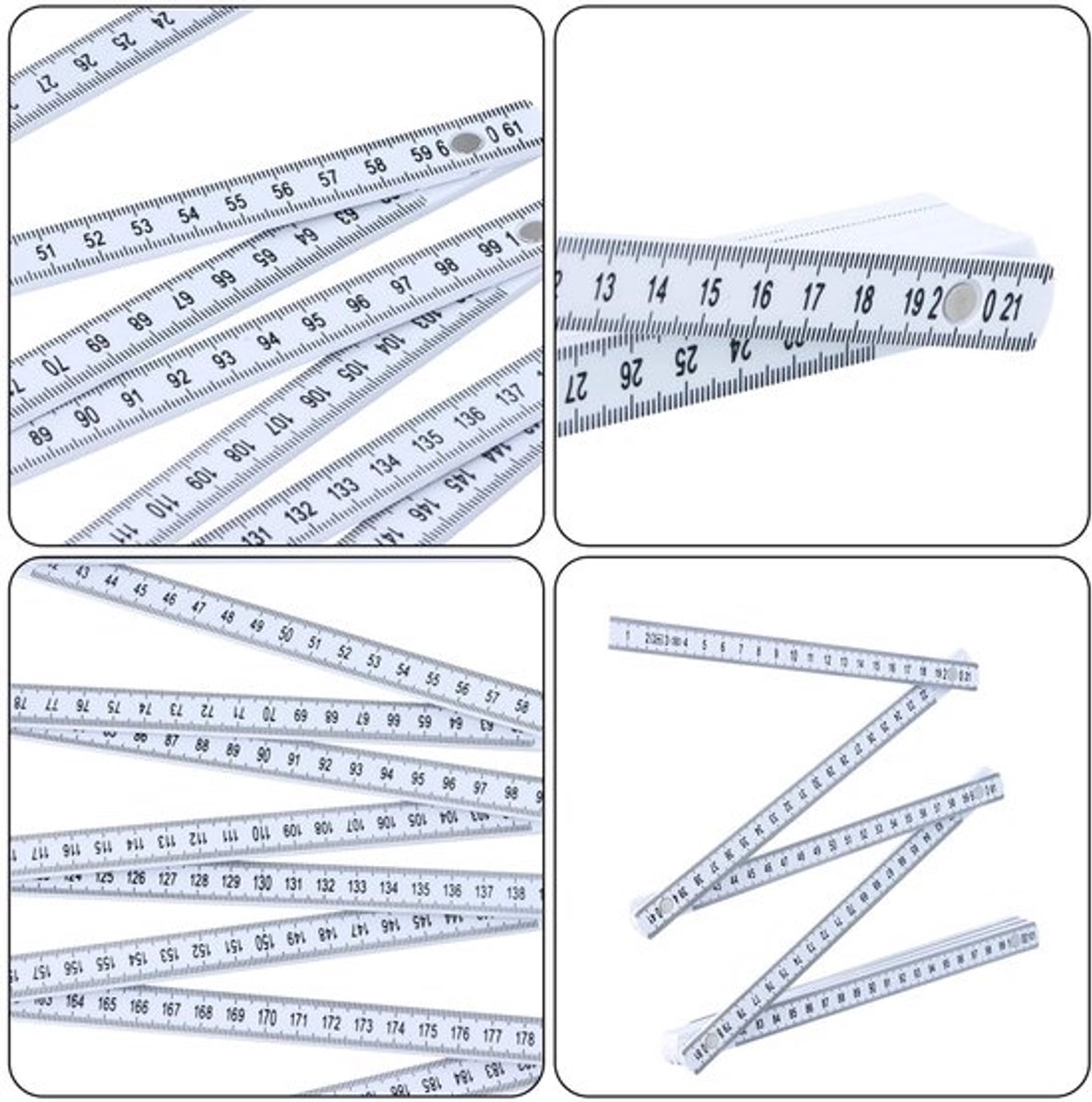 Vouwmeter 200 cm - Opvouwbaar - Dubbelzijdig - ABS Kunststof - Meetlat - Flexibel en krasbestendig