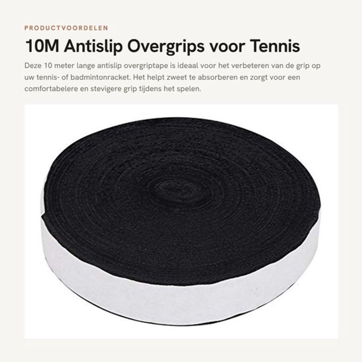 Racketgreeptape 10M - Zweetabsorberend - Antislip - Tennis - Badminton - Duurzaam - Gripband