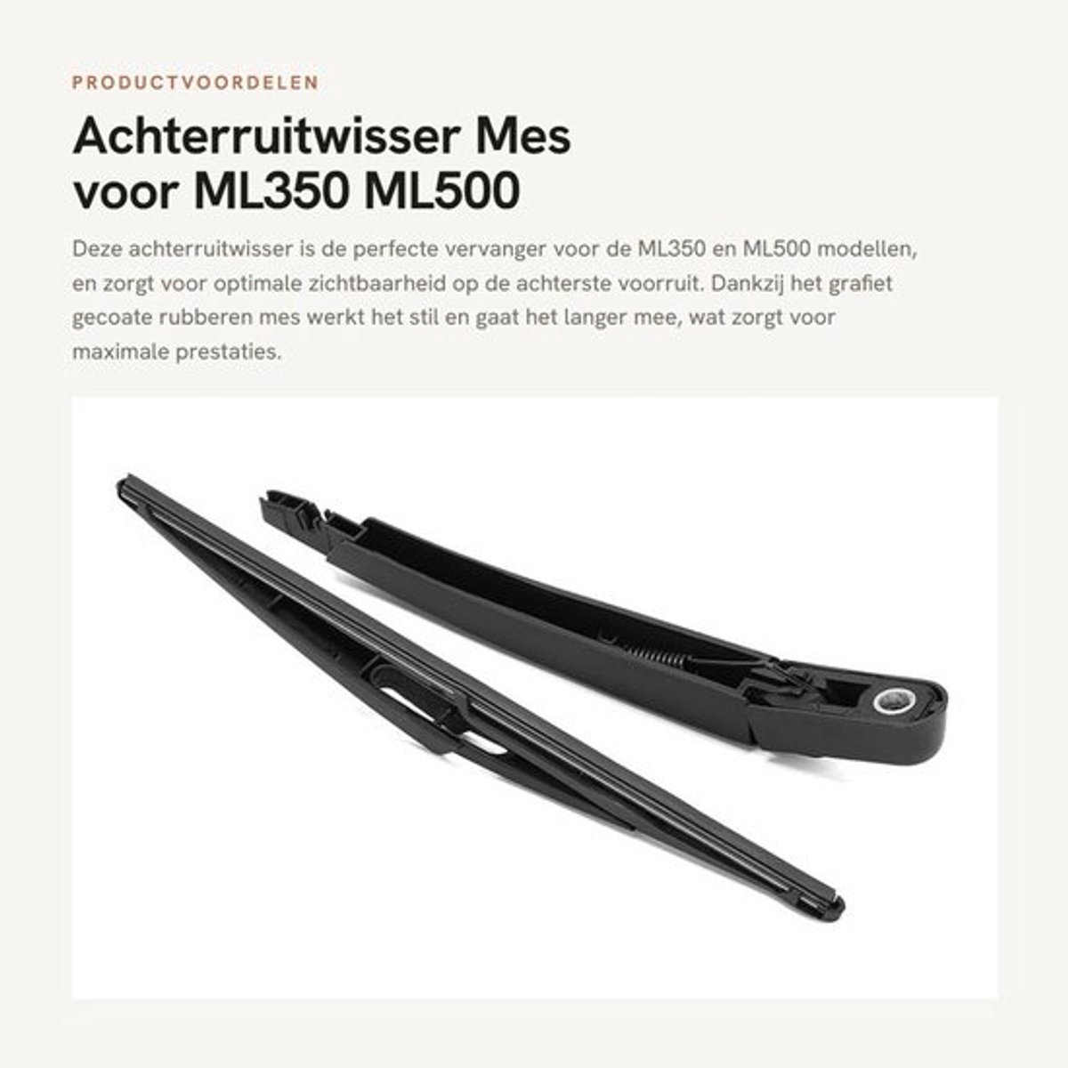 Achterkeerarm Hoge Prestaties - Vervanging voor W164/W166 - Grafiet Gecoat Rubber Mes - Standaard OE A1648200744 - Professionele Kwaliteit - Duurzaam en Schokbestendig - Achterwisser