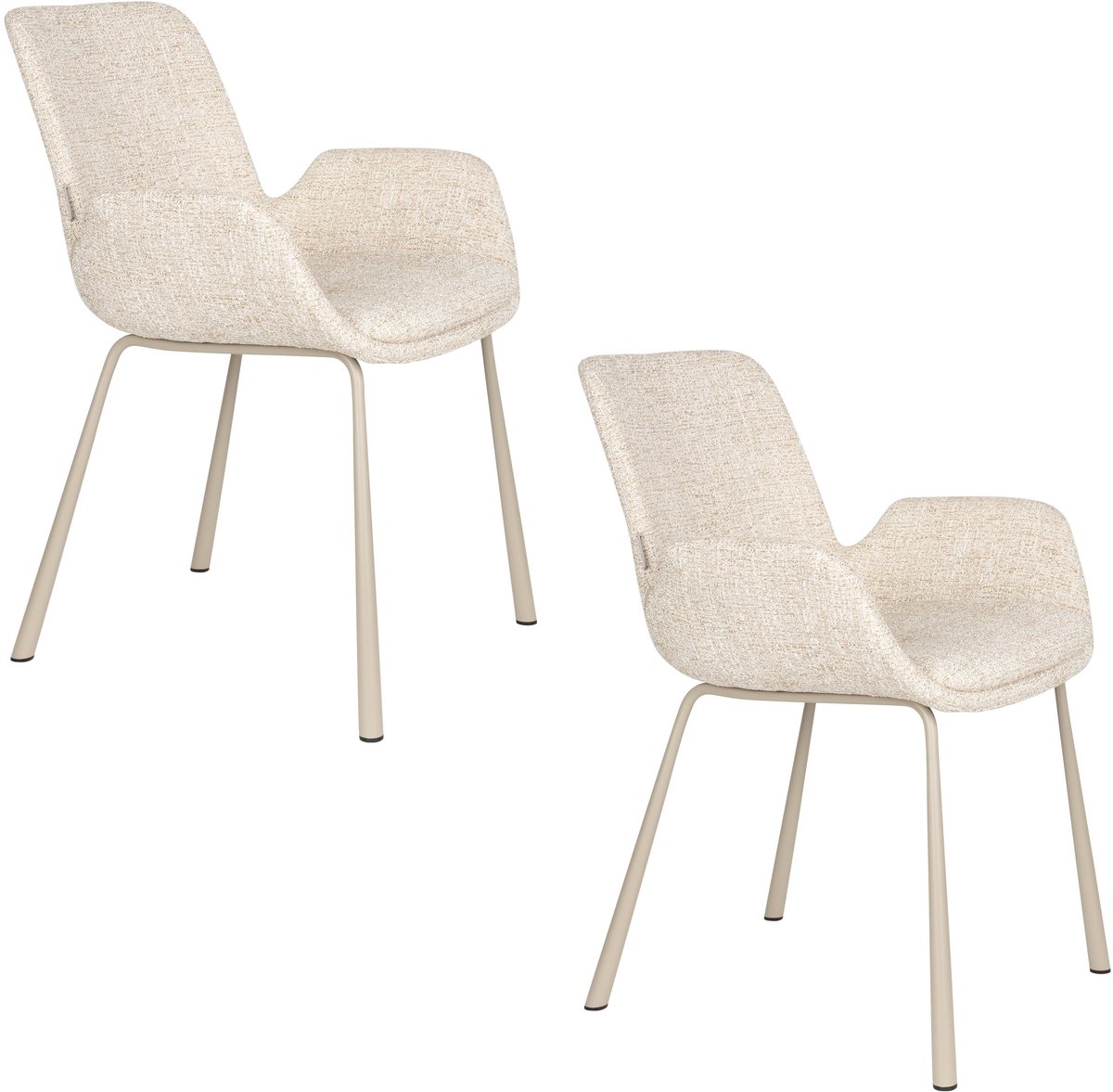 Zuiver Brit Eetkamerstoelen Armleuning Beige - Set van 2
