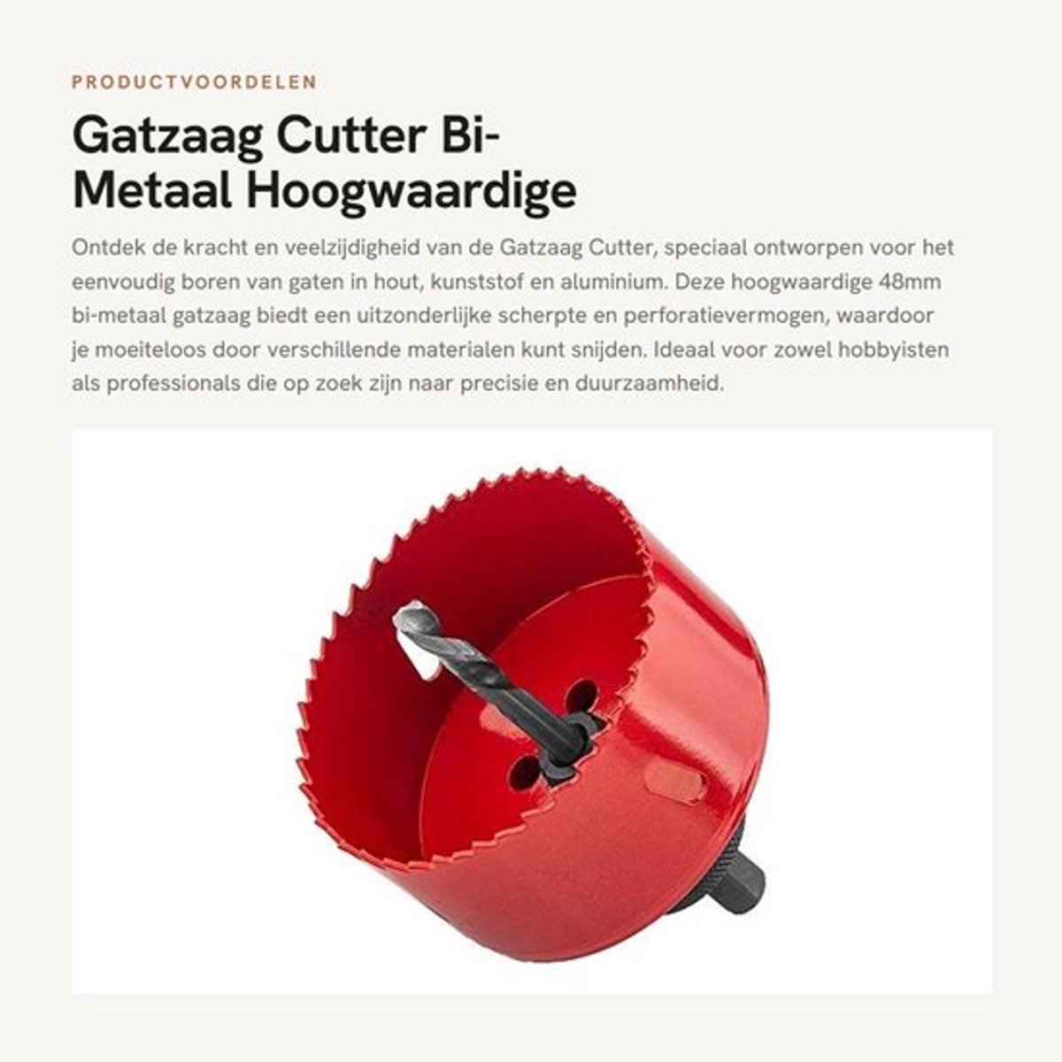 Gatzaag 48mm - Bi-Metaal - Hout/Aluminium - Hoogwaardige Materialen - Scherp Blad - Snelle Spaanderverwijdering - Boor