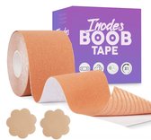 Inodes Boob Tape met 2 Tepelcovers - 5 Meter Boobtape Sandy - Plak BH (5,0 cm breed) - Strapless Plak BH Alternatief - BH accessoires