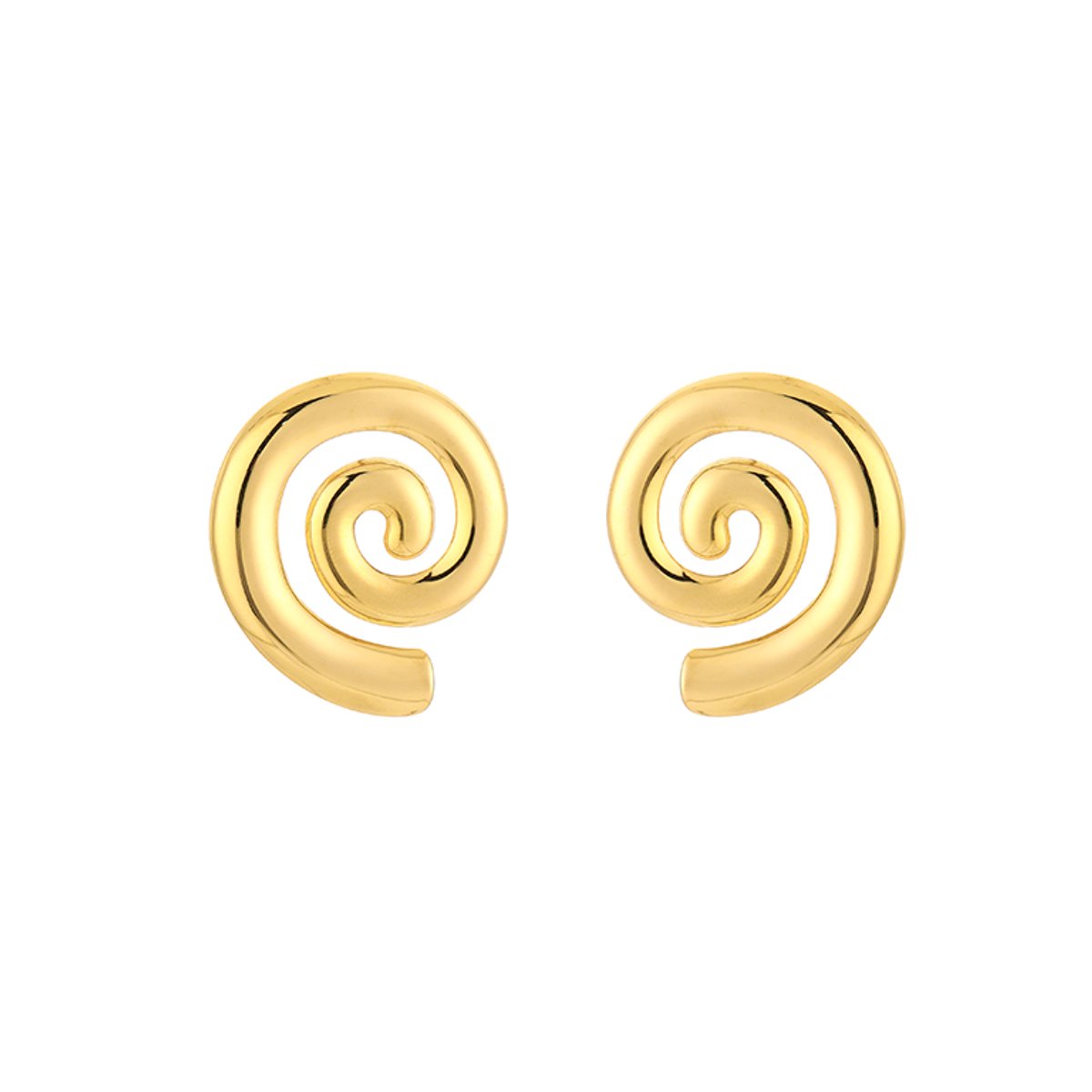 Stainless Steel Sculptural Spiral Stud Earrings – Luxe Spiraal Oorbellen 3 cm – RVS - Goud