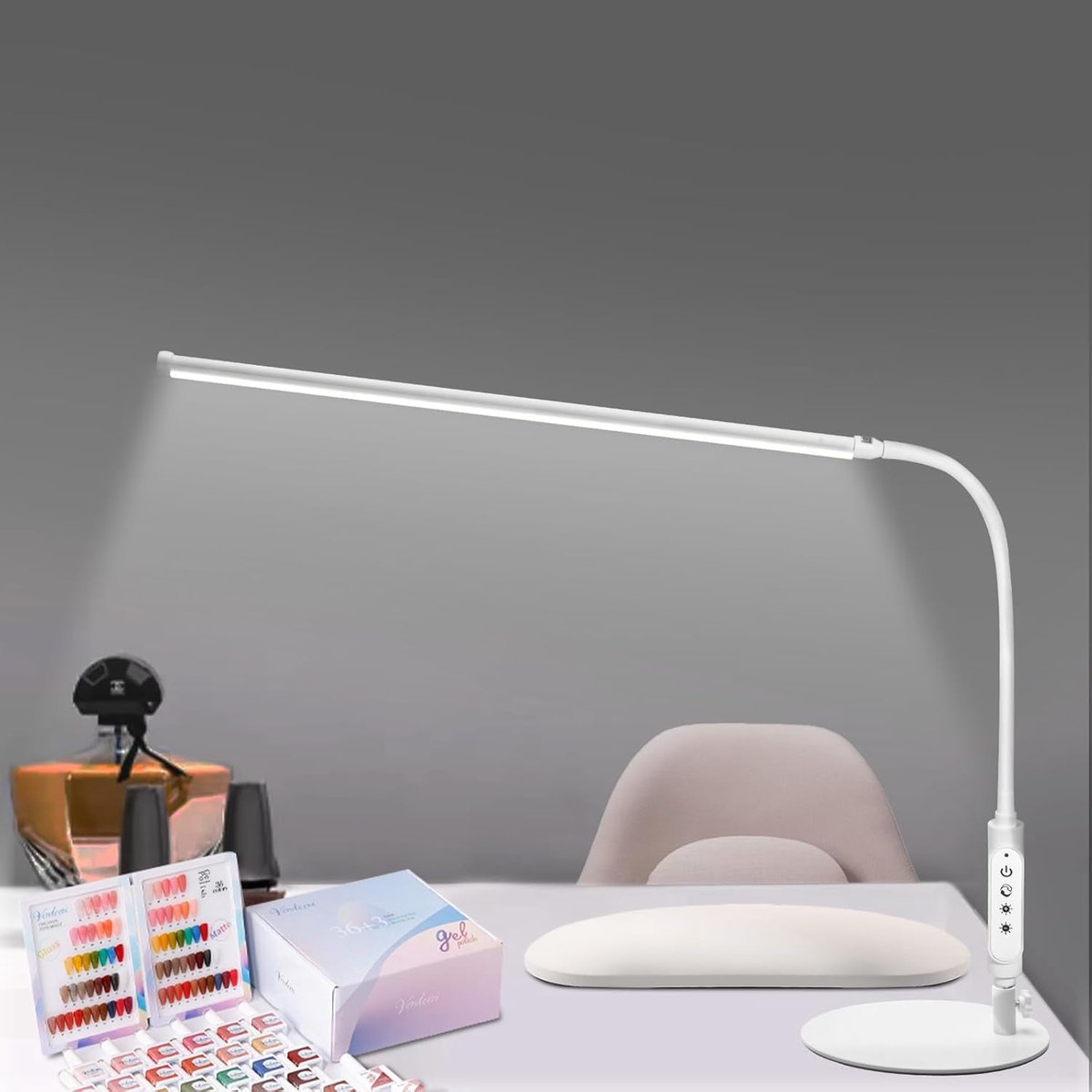 SnelShoppen - Dimbare LED Bureaulamp 60 cm 18W voor Nagelstudio - Wit - Perfecte Verlichting voor Nail Art en Manicure