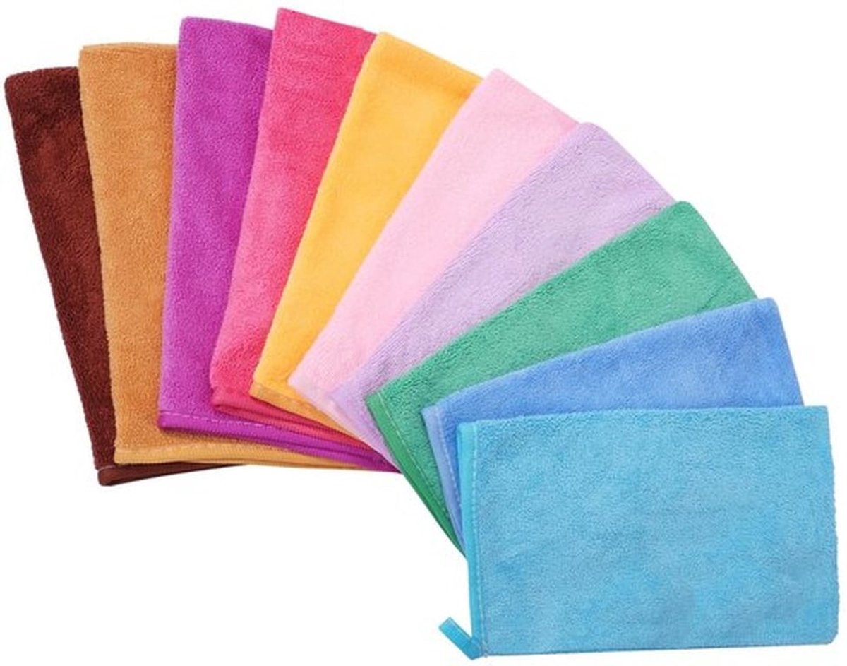 Set van 10 Microvezel Washandjes voor Gezicht en Lichaam