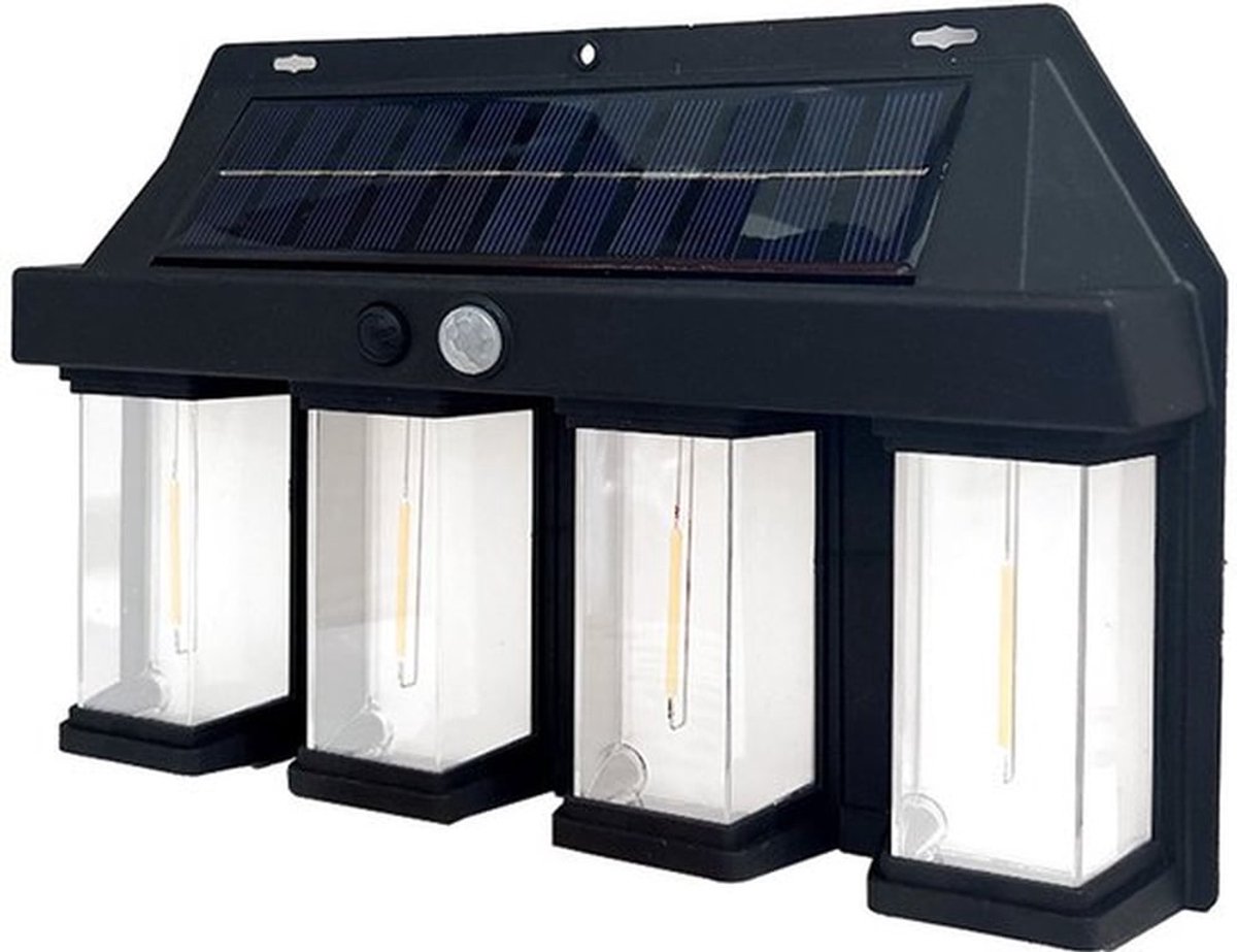 2 zonne-energie wandlampen, buitenlamp, draadloze sensor wandlamp, waterdichte lantaarn, L