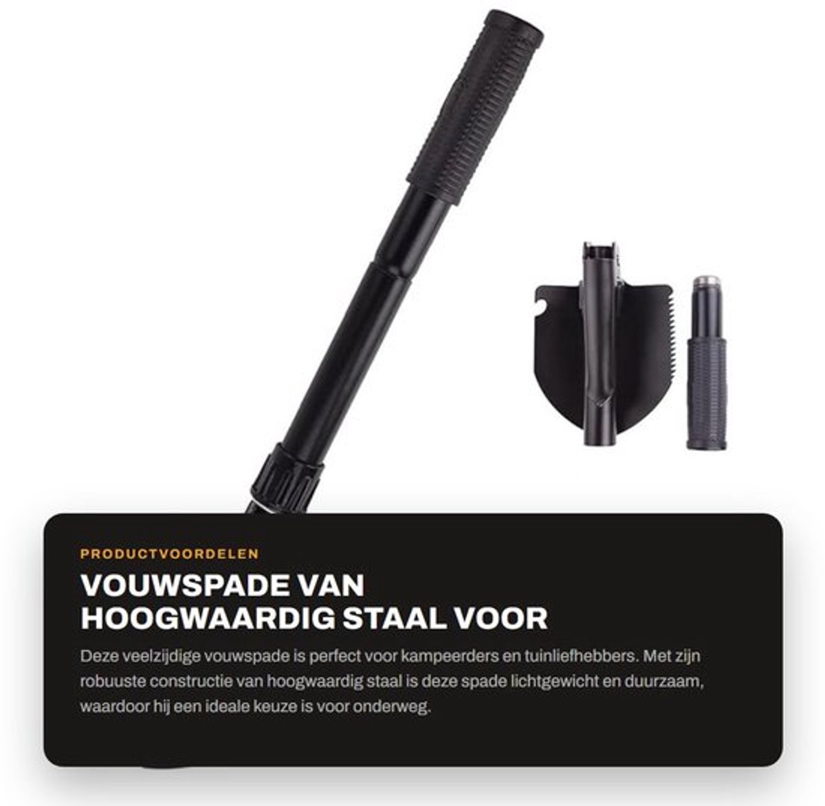 Vouwspade Premium - Veldspade - Inklapbaar - Hoogwaardig Gelegeerd Staal - Multifunctioneel - Inclusief Kompas - Schep