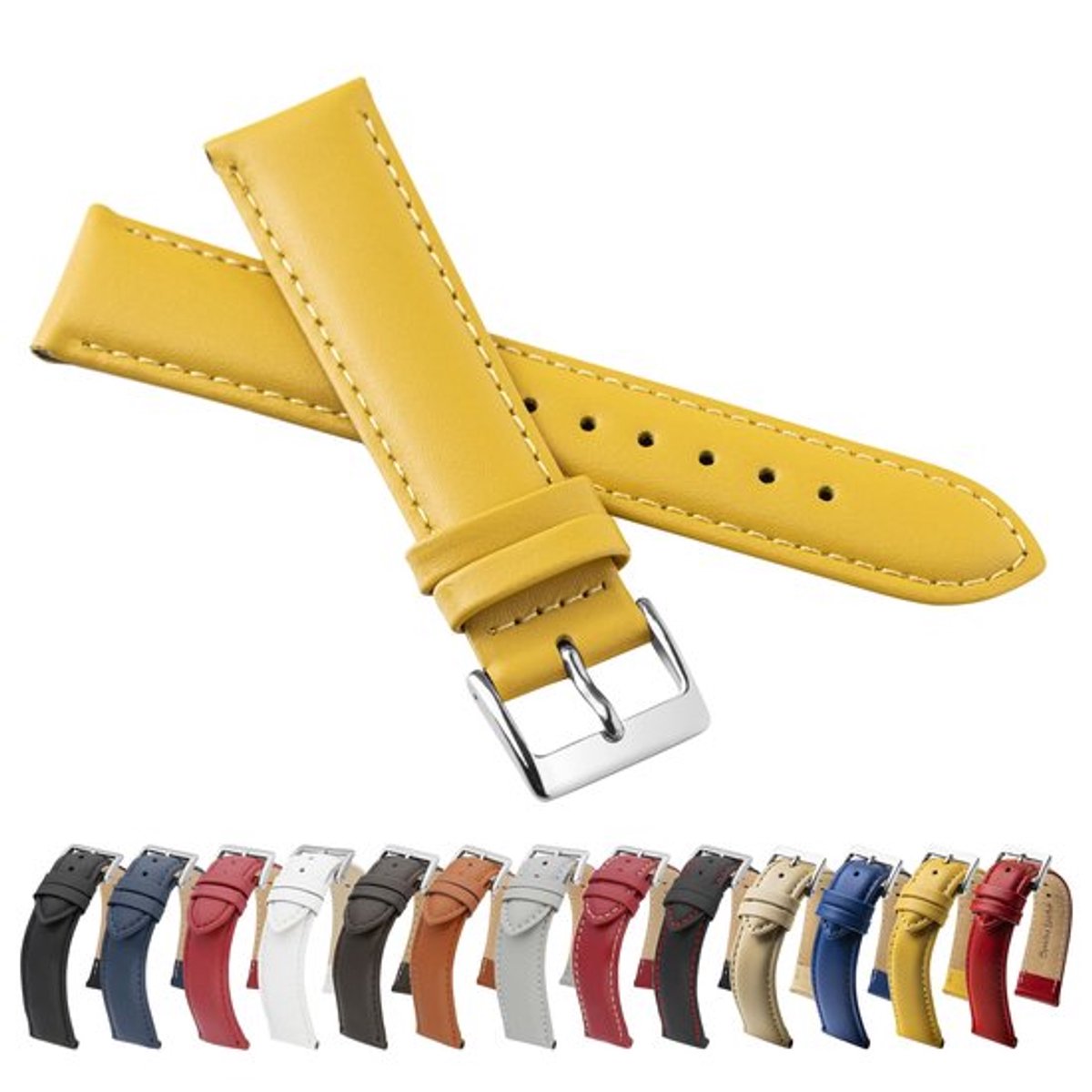 Leren Armband - Gladde Horlogeband - Echt Leer - Zilveren Sluiting - Tijdloos Design - Hoogwaardige Afwerking