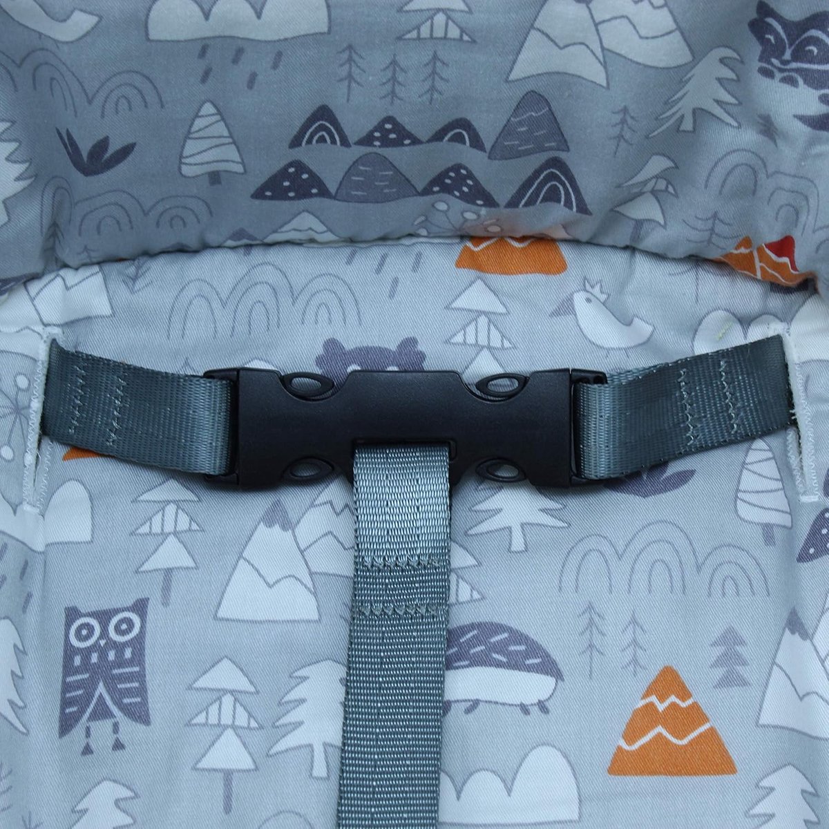 SnelShoppen - Katoenen Stoelhoezen voor IKEA Antilop Kinderstoel - Opvouwbare Babystoelhoes met Bospatroon in Grijs - Perfect voor Kinderen, Feestjes, – foto 5