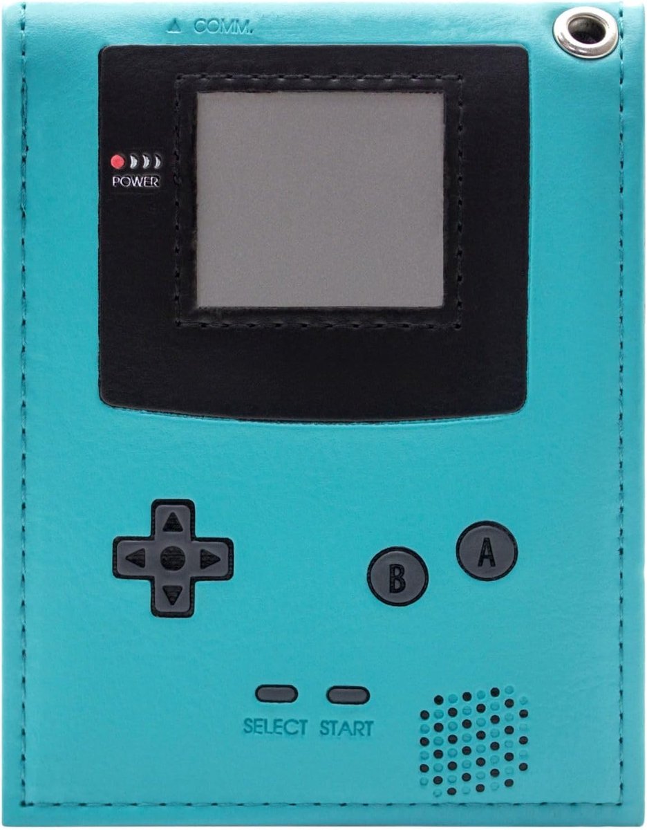 Portemonnee met dubbele vouw - retro gaming stijl - blauw - ideaal voor kaarten en briefgeld - SnelShoppen